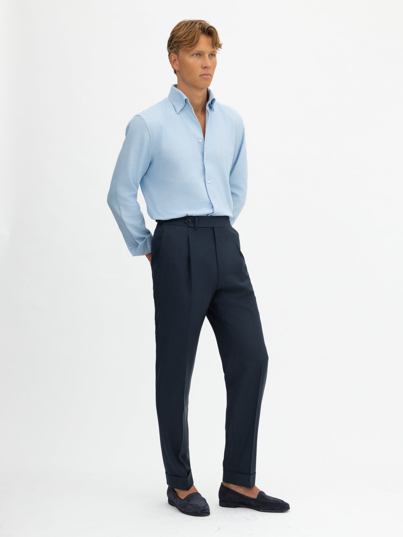 Navy S130 Wool Oscar Trousers - Grand Le Mar