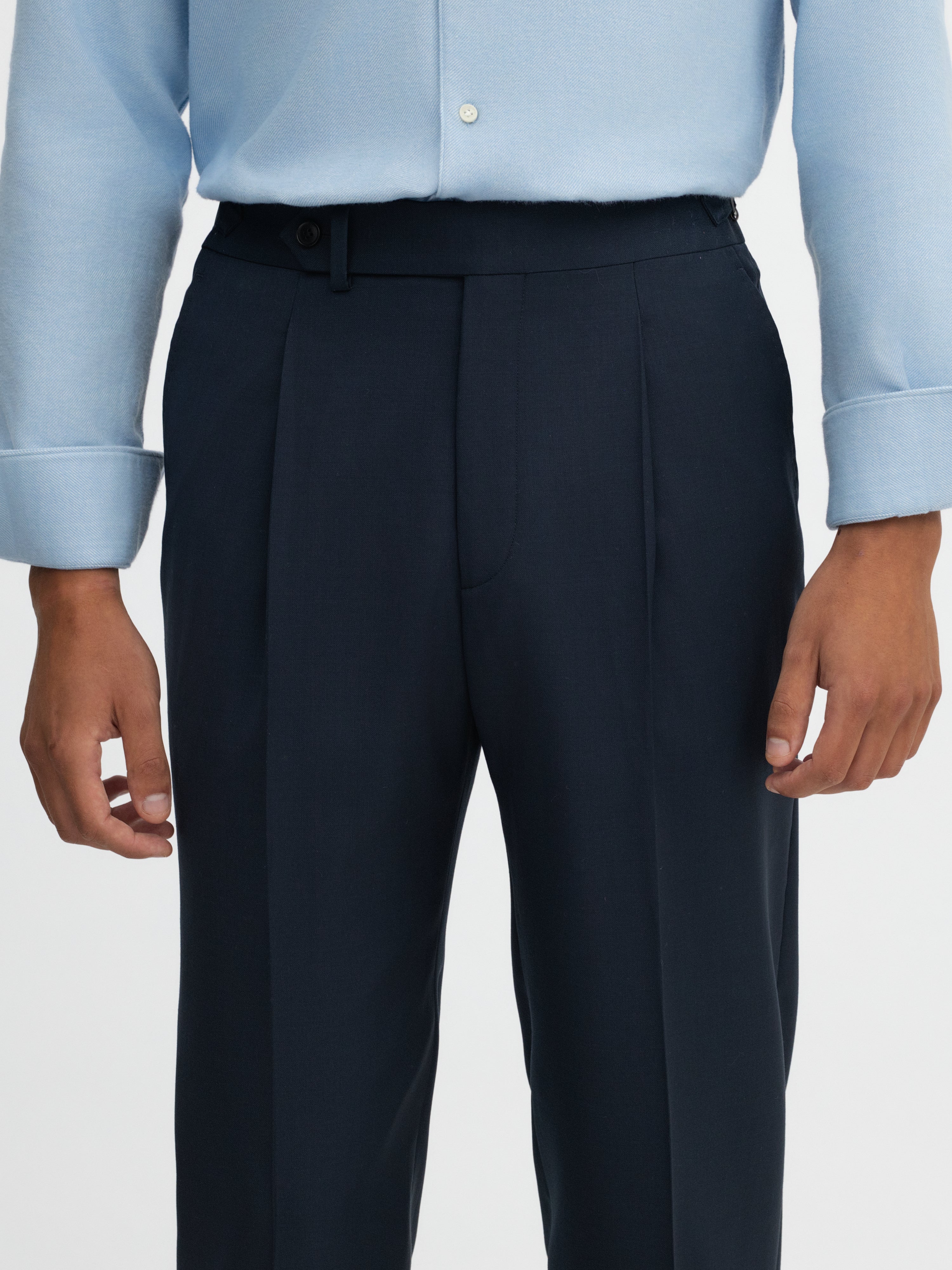 Navy S130 Wool Oscar Trousers - Grand Le Mar