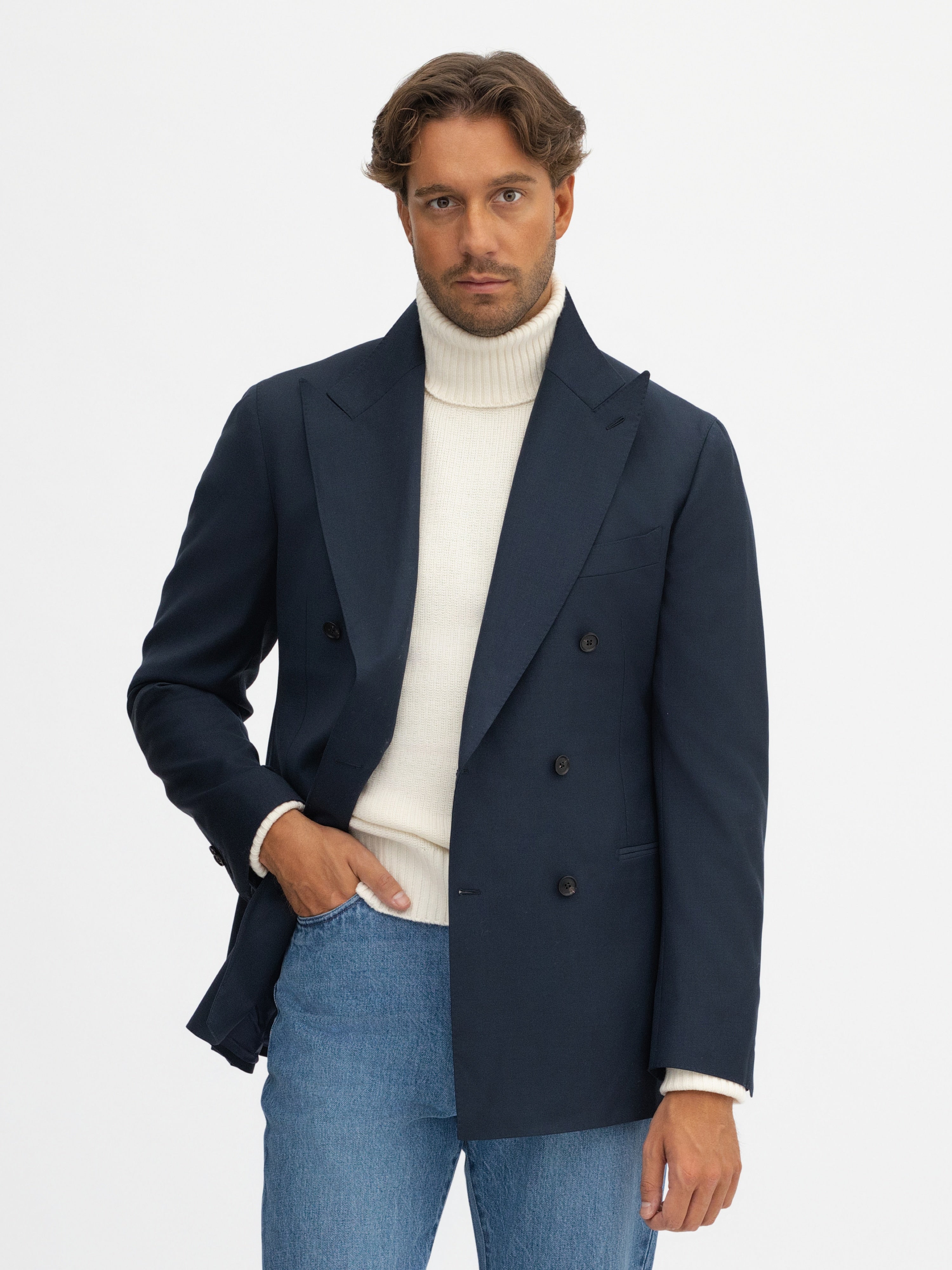 Grand Le Mar Navy S30 Wool Double Breasted Jacket