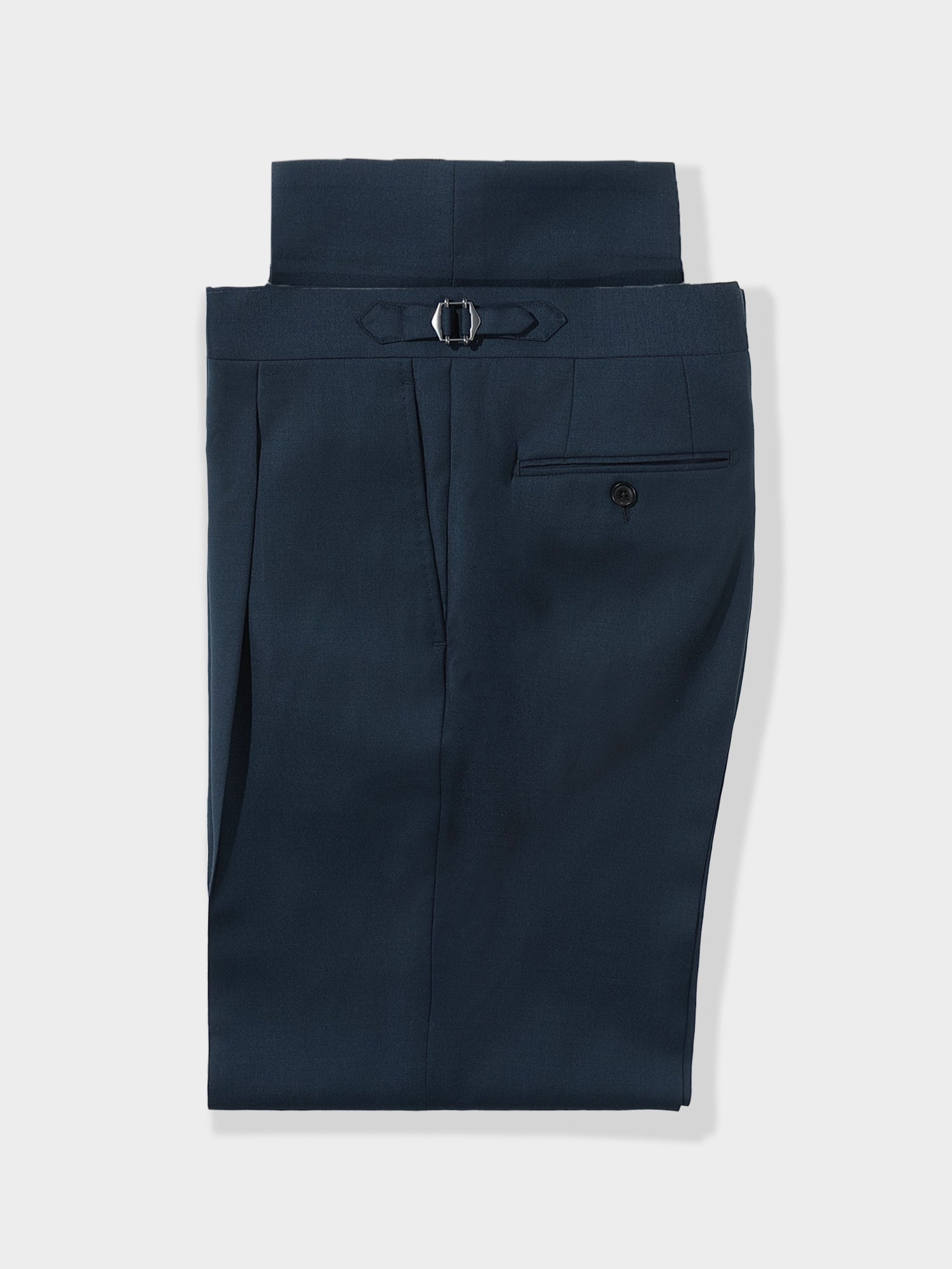 Navy Wool Trousers (Wide Fit)