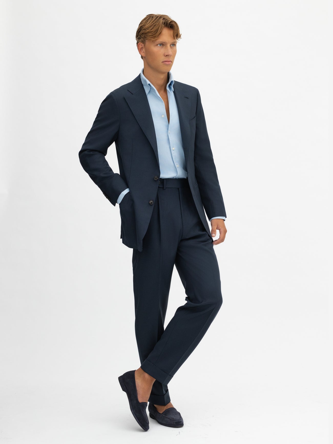 Navy S130 Wool Suit (SB) - Grand Le Mar