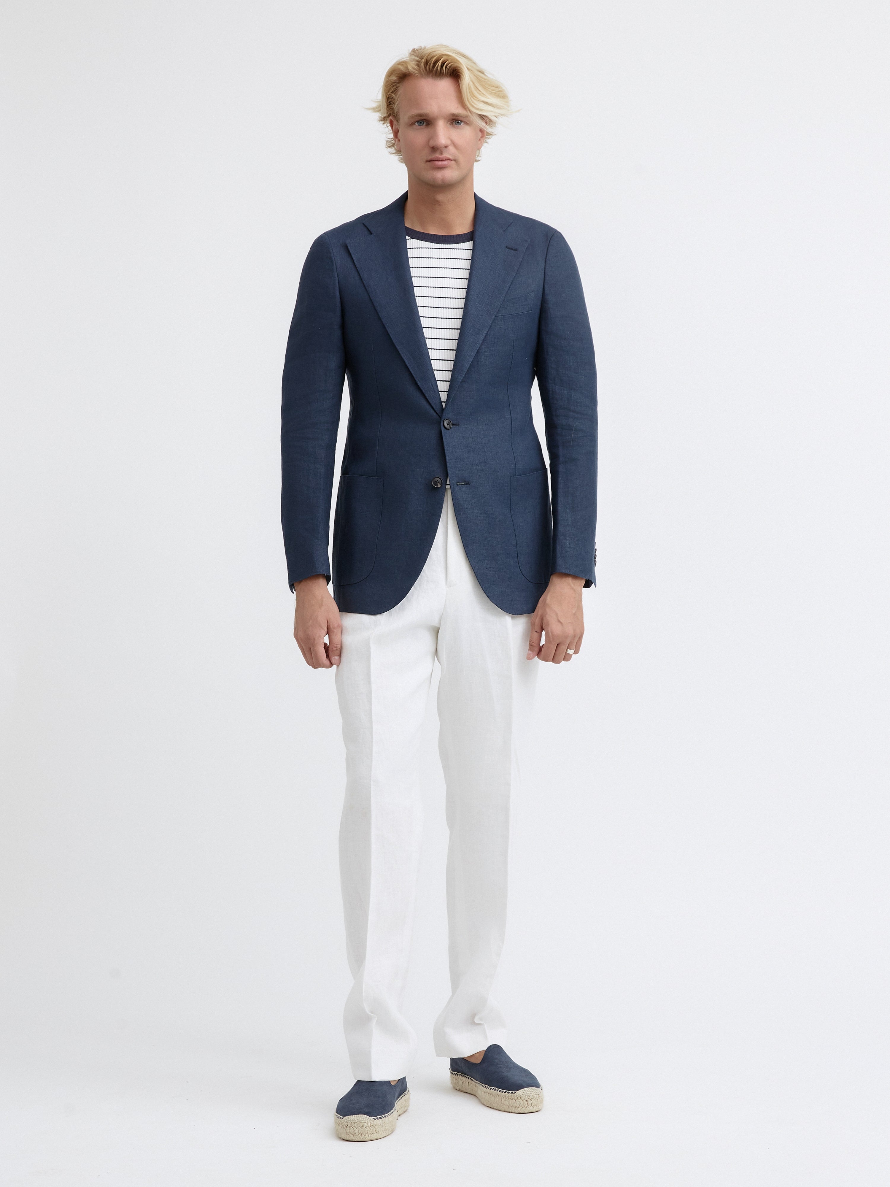 Navy Blue Linen Jacket (SB) - Grand Le Mar