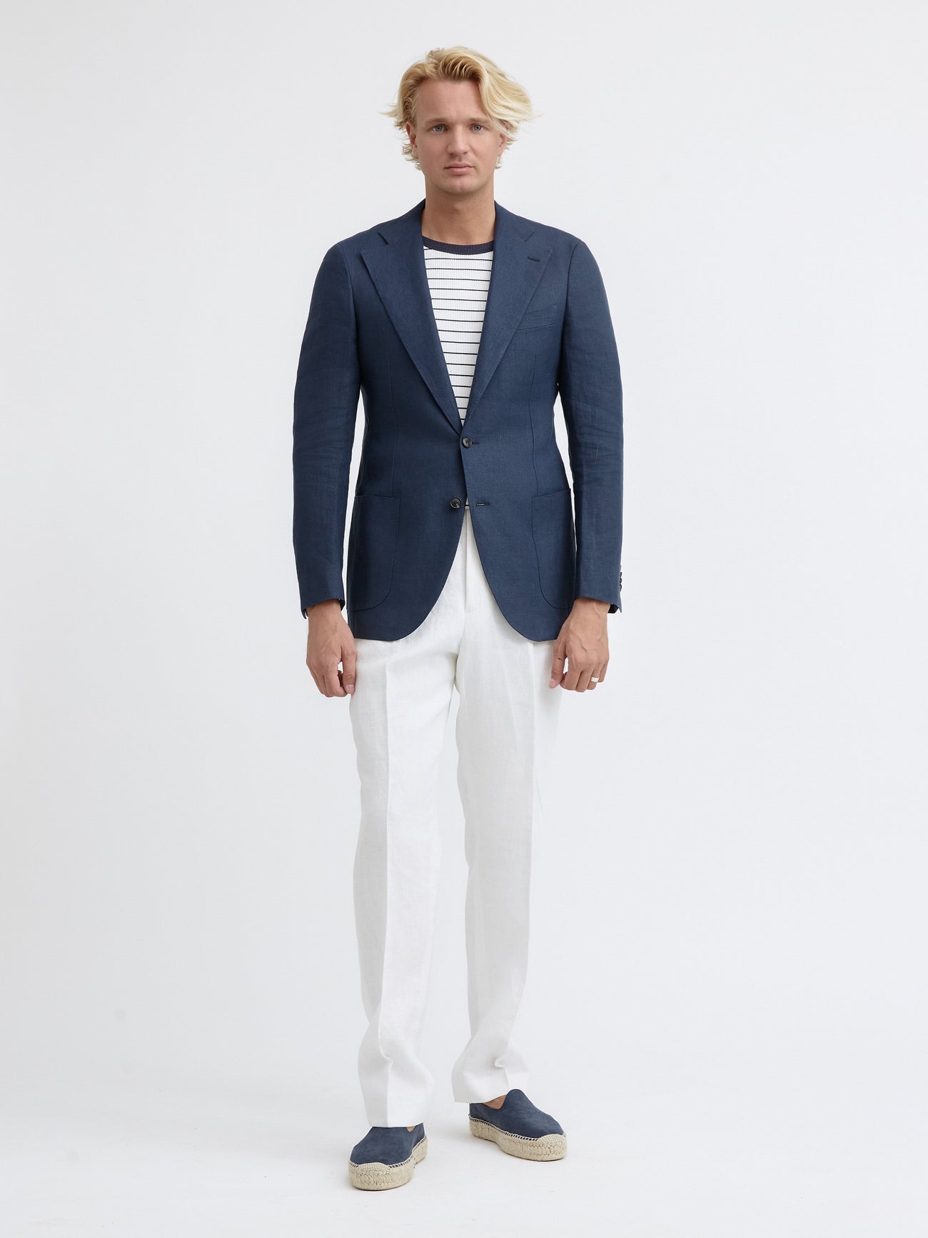 Navy Blue Linen Jacket - Grand Le Mar