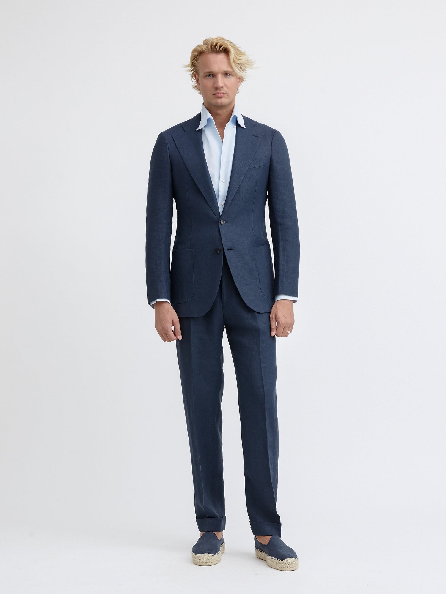 Navy Blue Linen Suit - Grand Le Mar