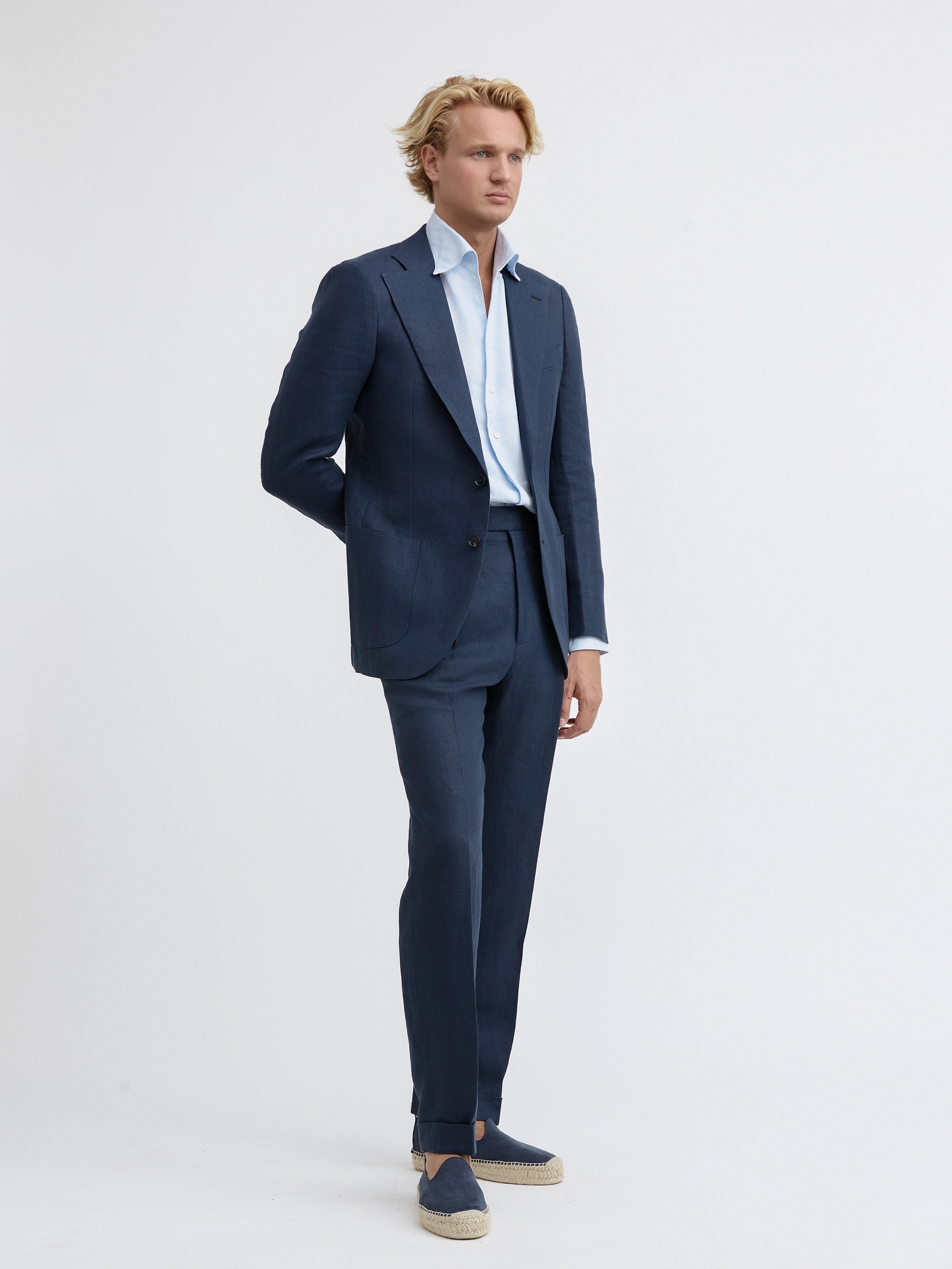 Navy Blue Linen Suit - Grand Le Mar