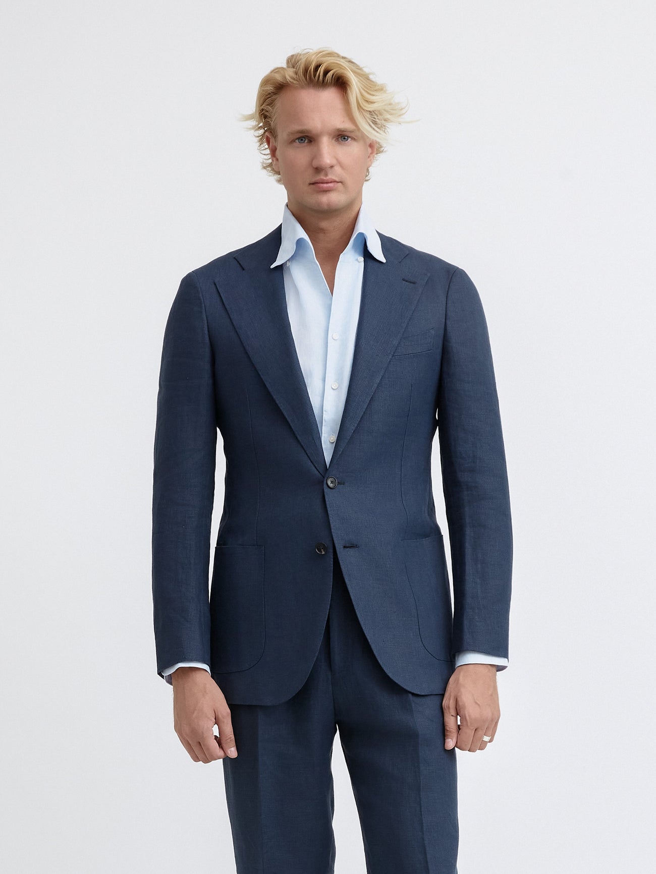 Navy Blue Linen Suit - Grand Le Mar