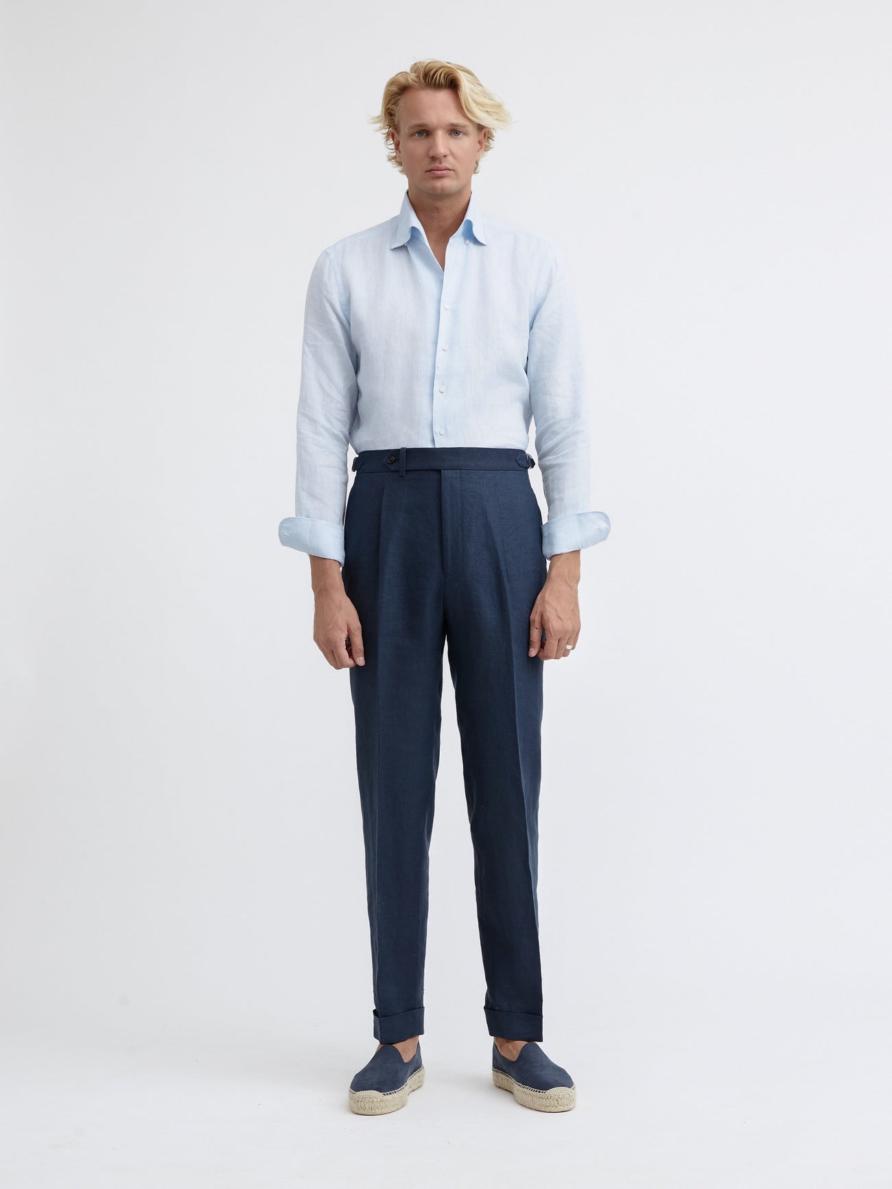 Navy Blue Linen Suit (SB) - Grand Le Mar