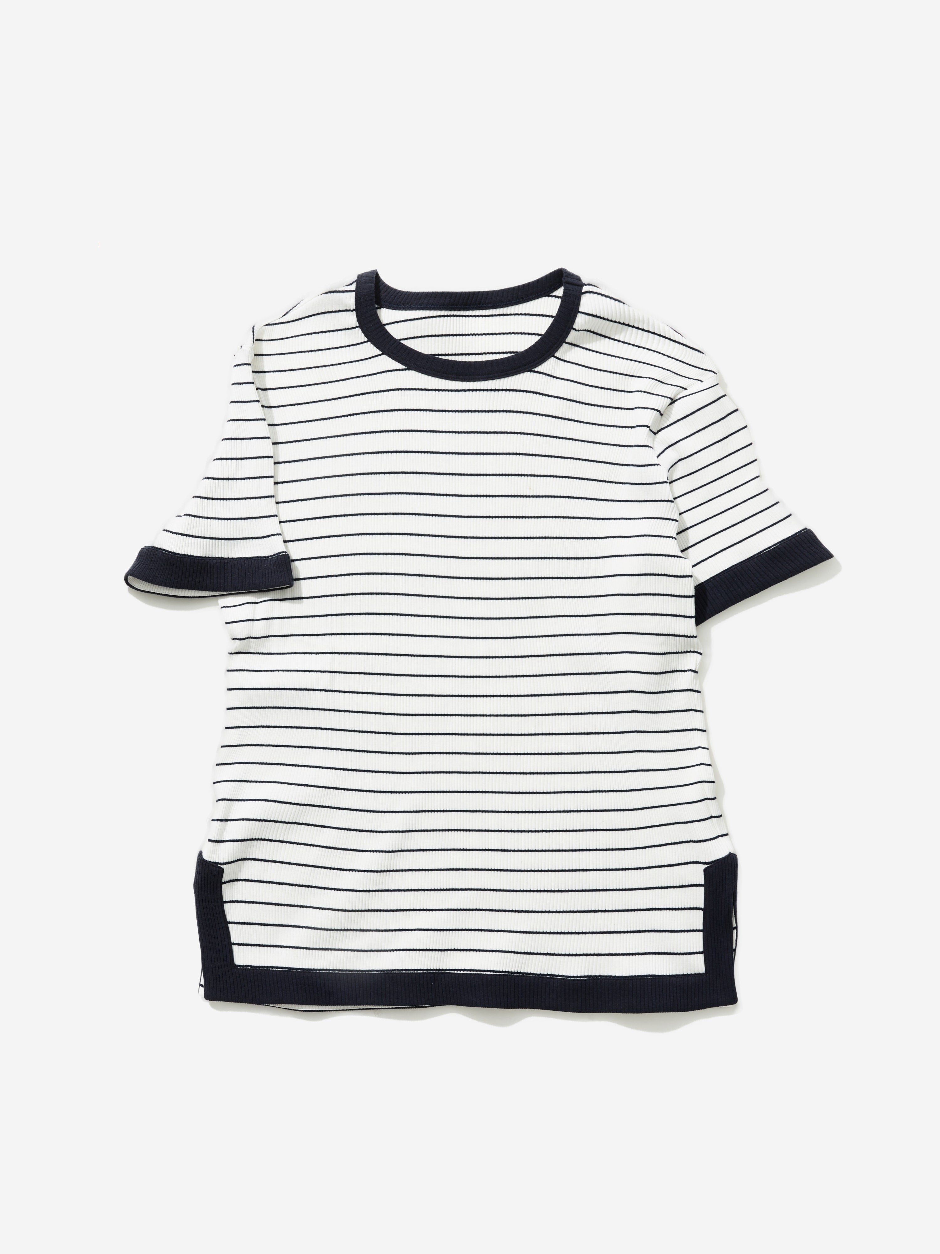 Navy White Piped Cotton T-Shirt - Grand Le Mar