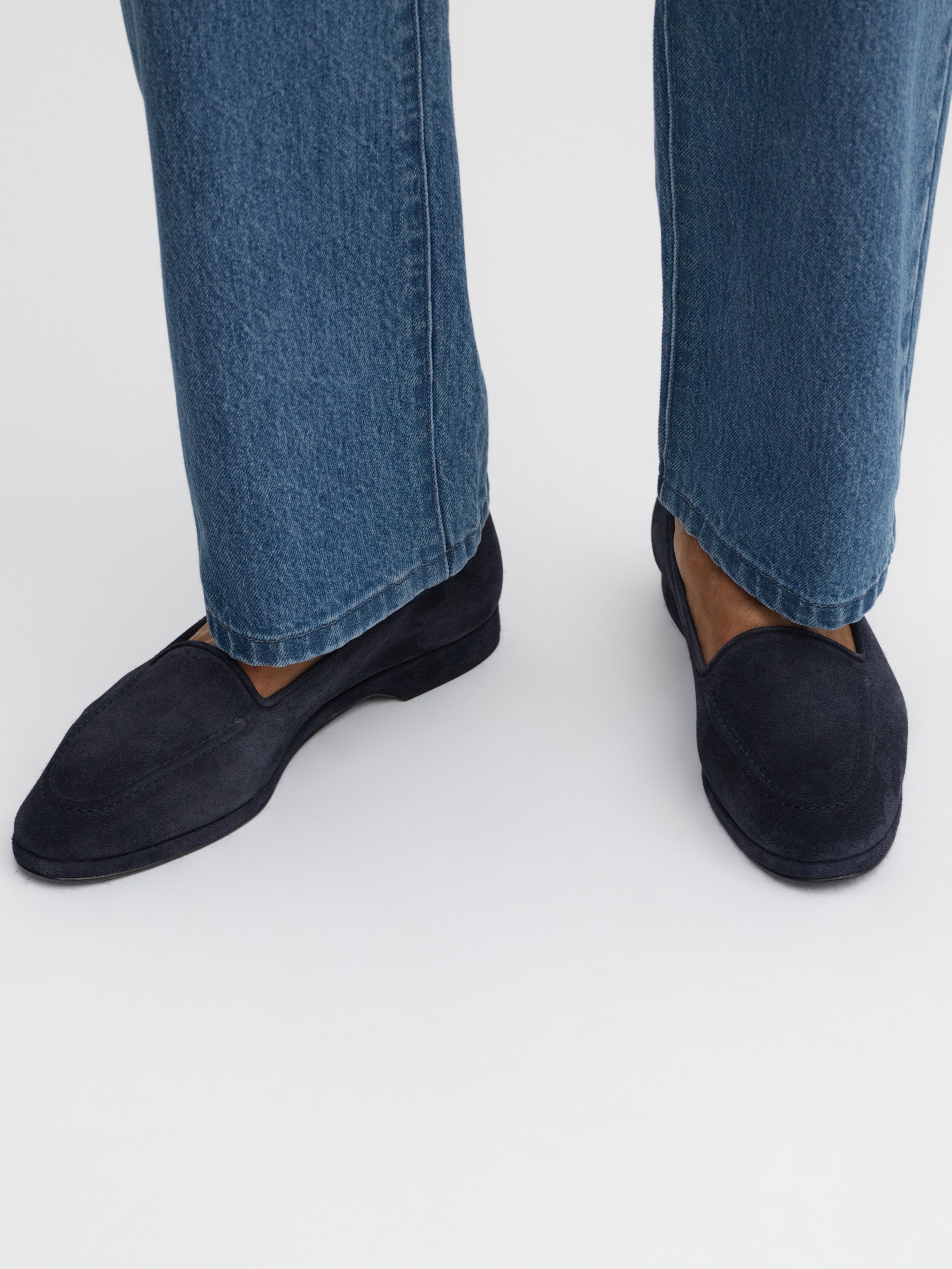 Navy Suede Belgian Loafers (Pre-Order) - Grand Le Mar