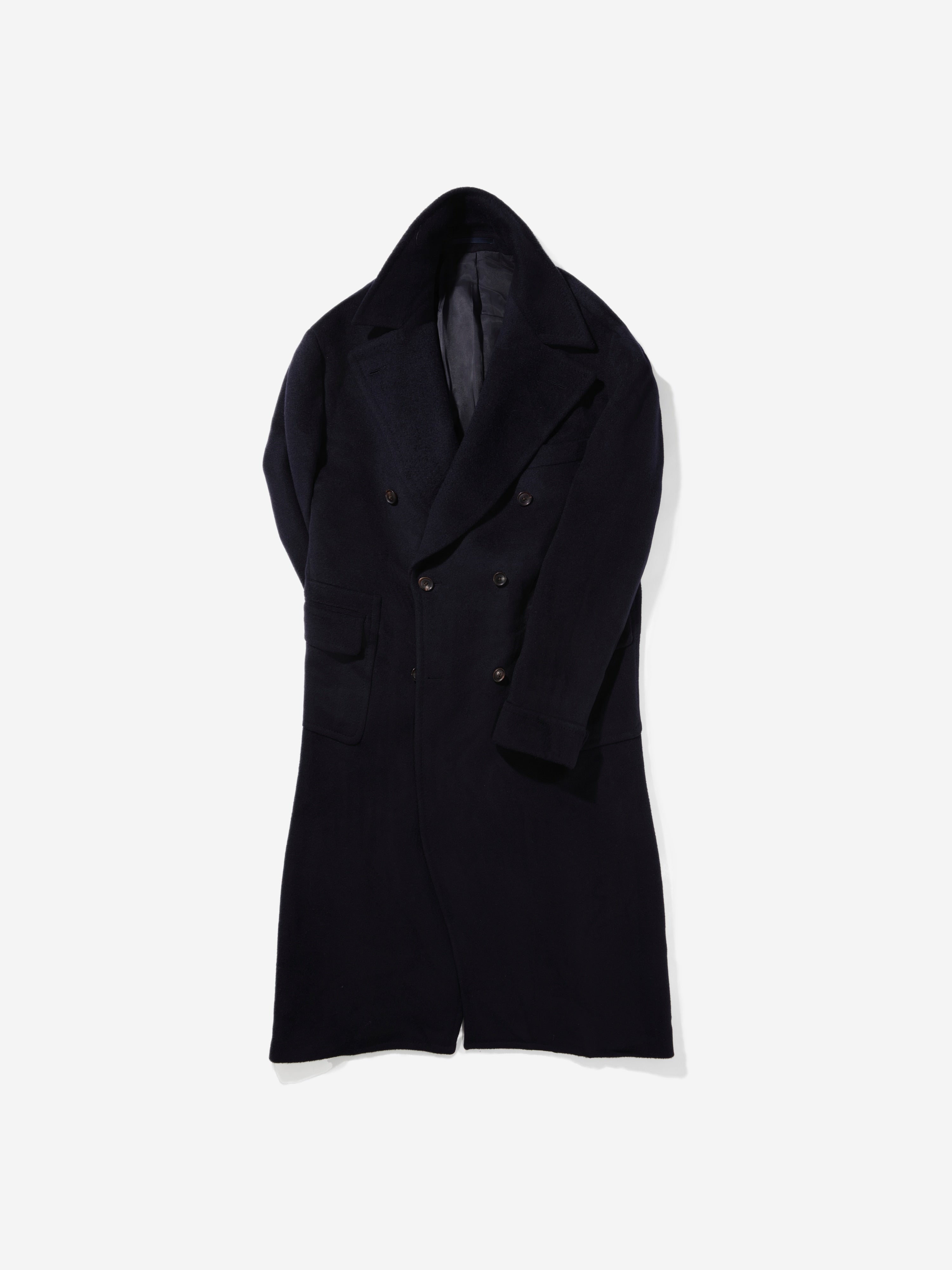 Navy Virgin Wool Polo Coat - Grand Le Mar