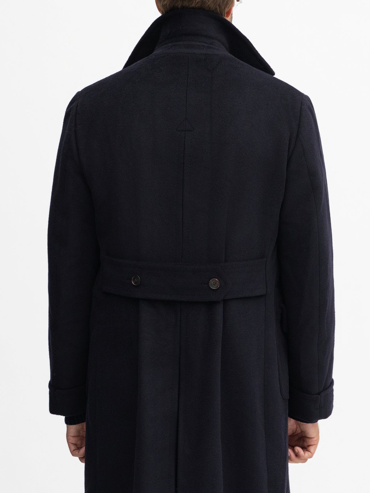 Navy Virgin Wool Polo Coat - Grand Le Mar