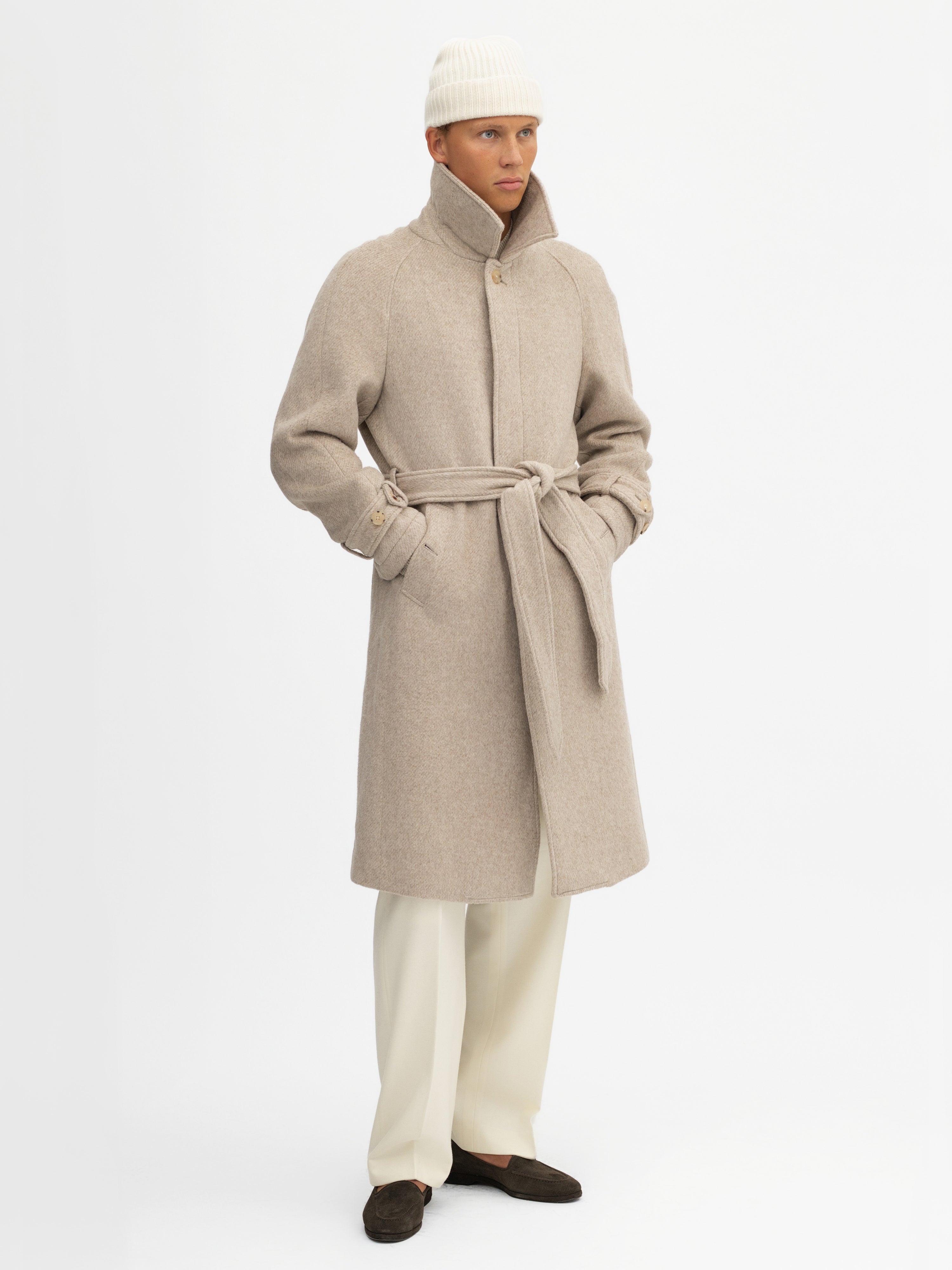 Oatmeal Cashmere Raglan Coat - Grand Le Mar