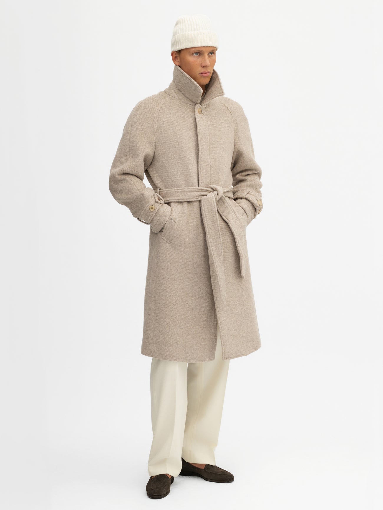 Oatmeal Cashmere Raglan Coat - Grand Le Mar