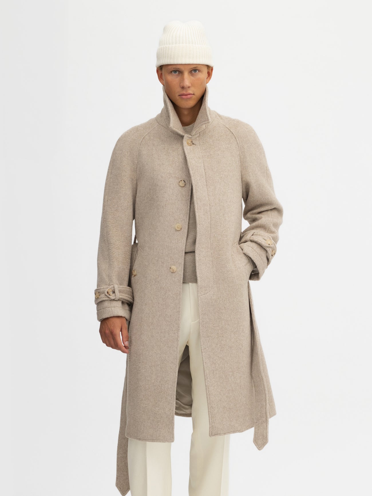 Oatmeal Cashmere Raglan Coat - Grand Le Mar