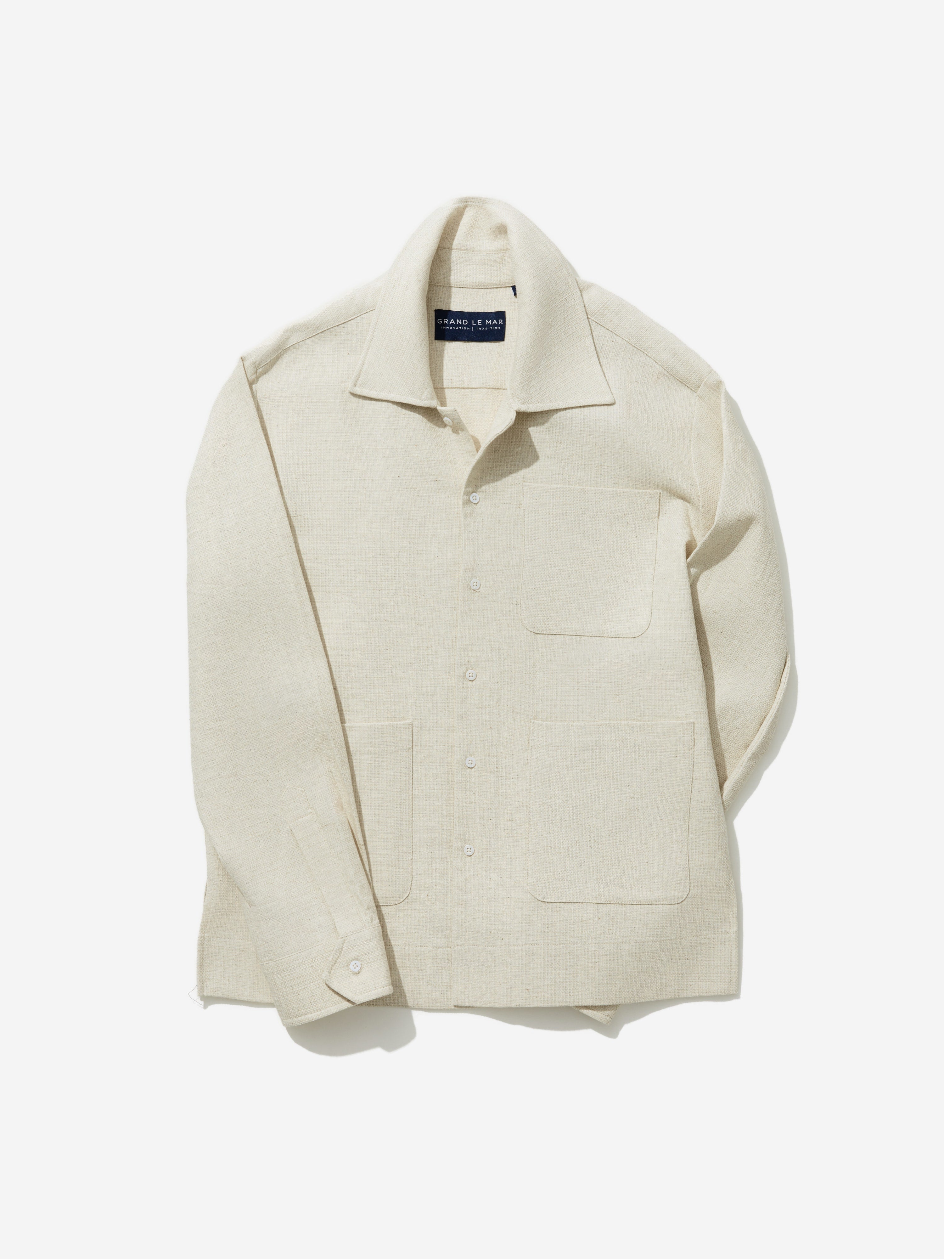 Oatmeal Handspun Cotton Linen Overshirt - Grand Le Mar