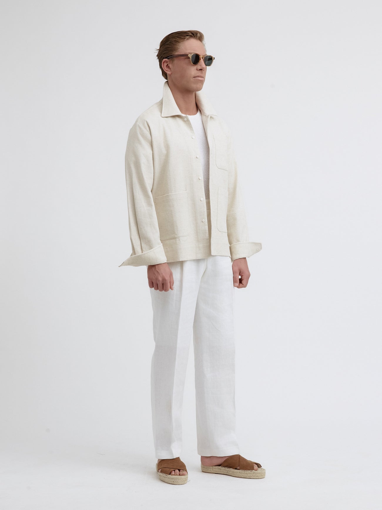 Oatmeal Handspun Cotton Linen Overshirt - Grand Le Mar