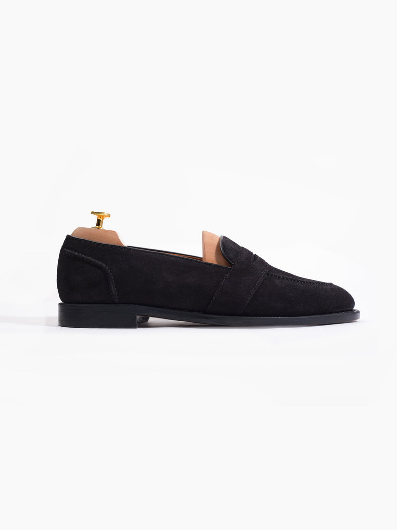 Grand Le Mar Black Suede Penny Loafers Spanish Craftsmanship Italian Luxury