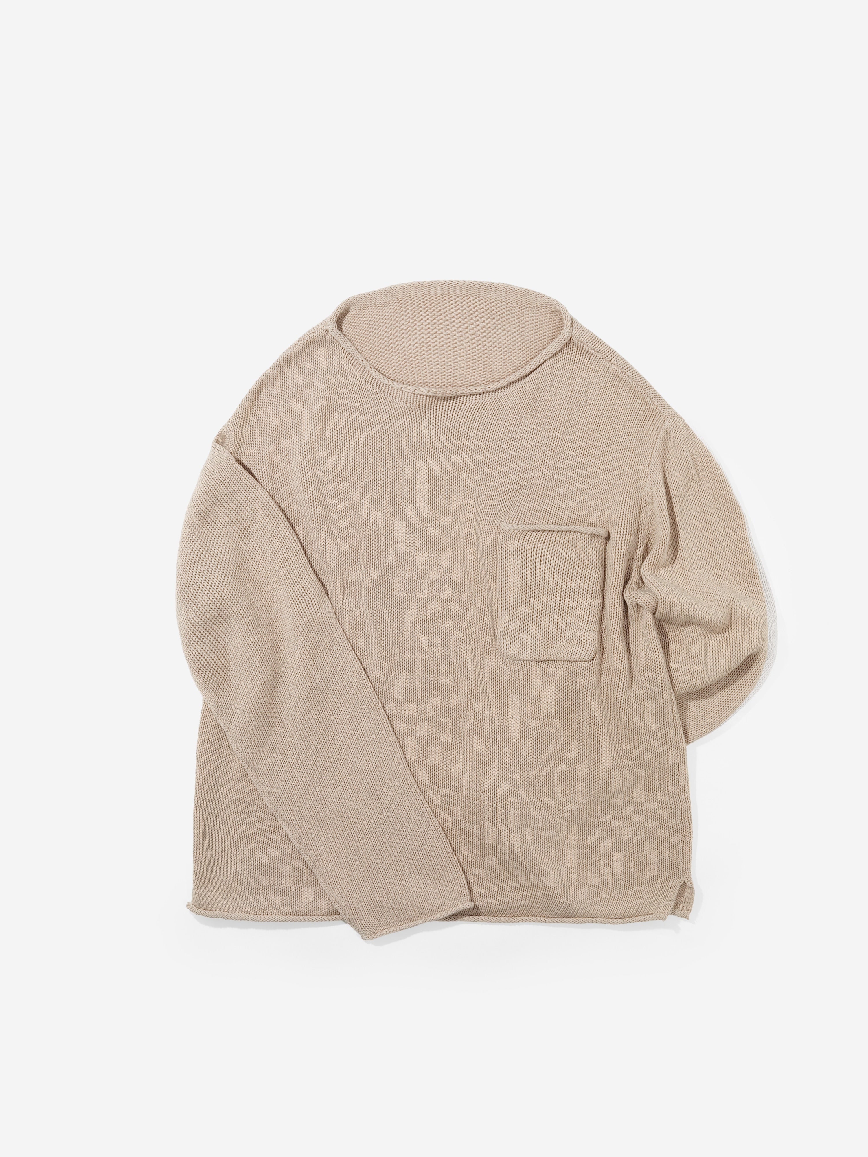 Taupe Cotton Linen Roll Neck - Grand Le Mar