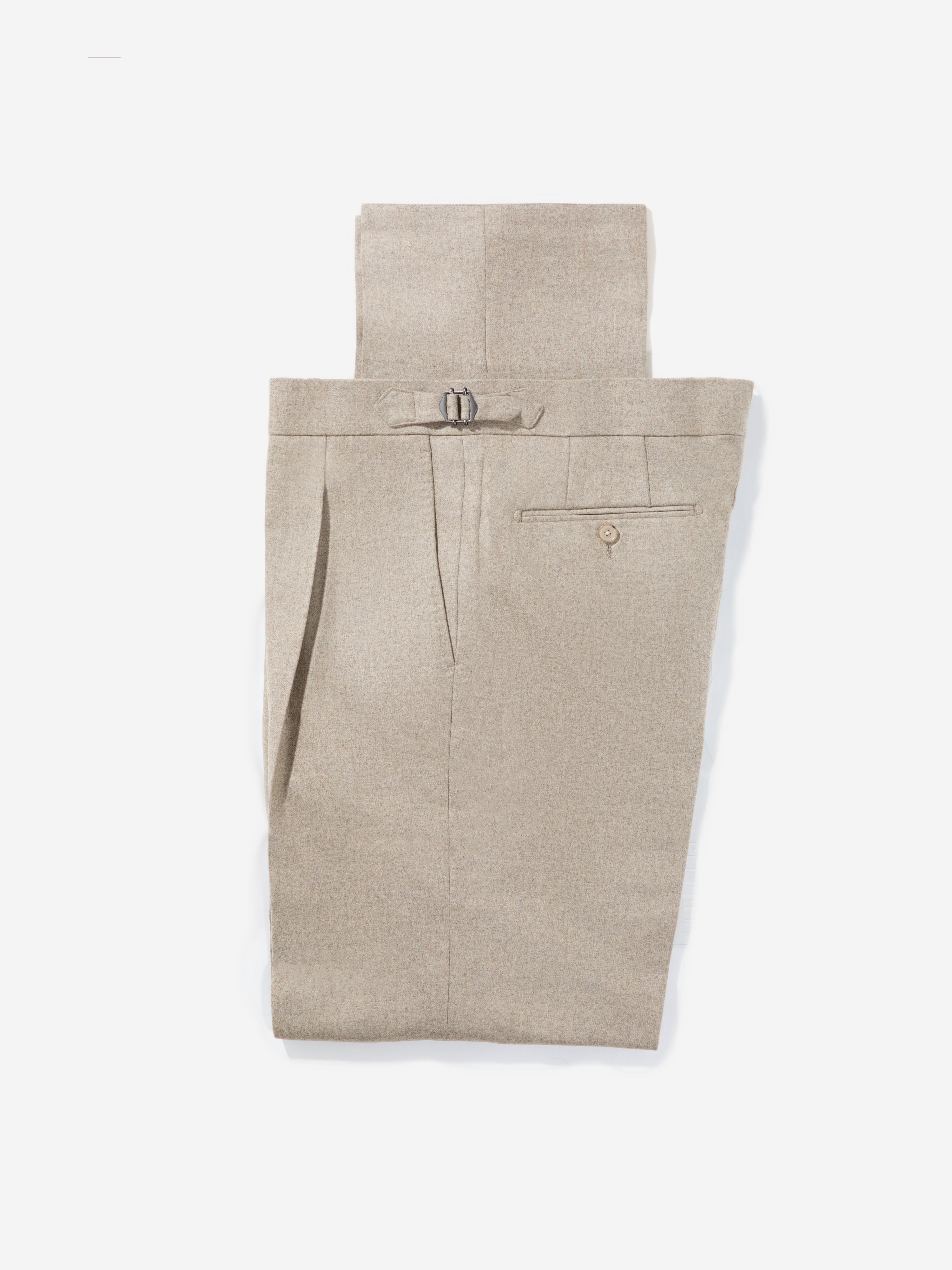Taupe Flannel Wool Trousers (Wide Fit) - Grand Le Mar