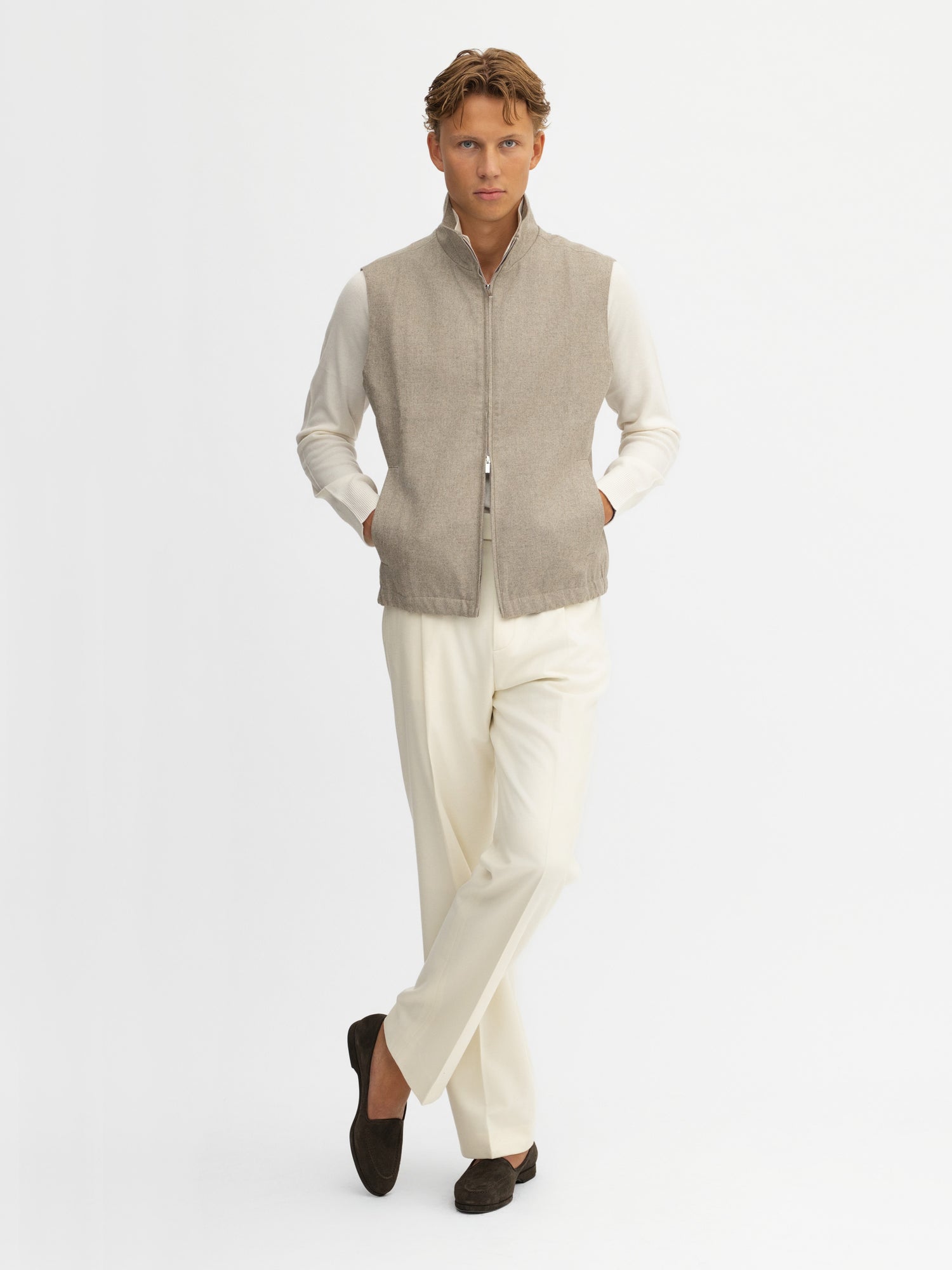 Taupe Flannel Vest - Grand Le Mar