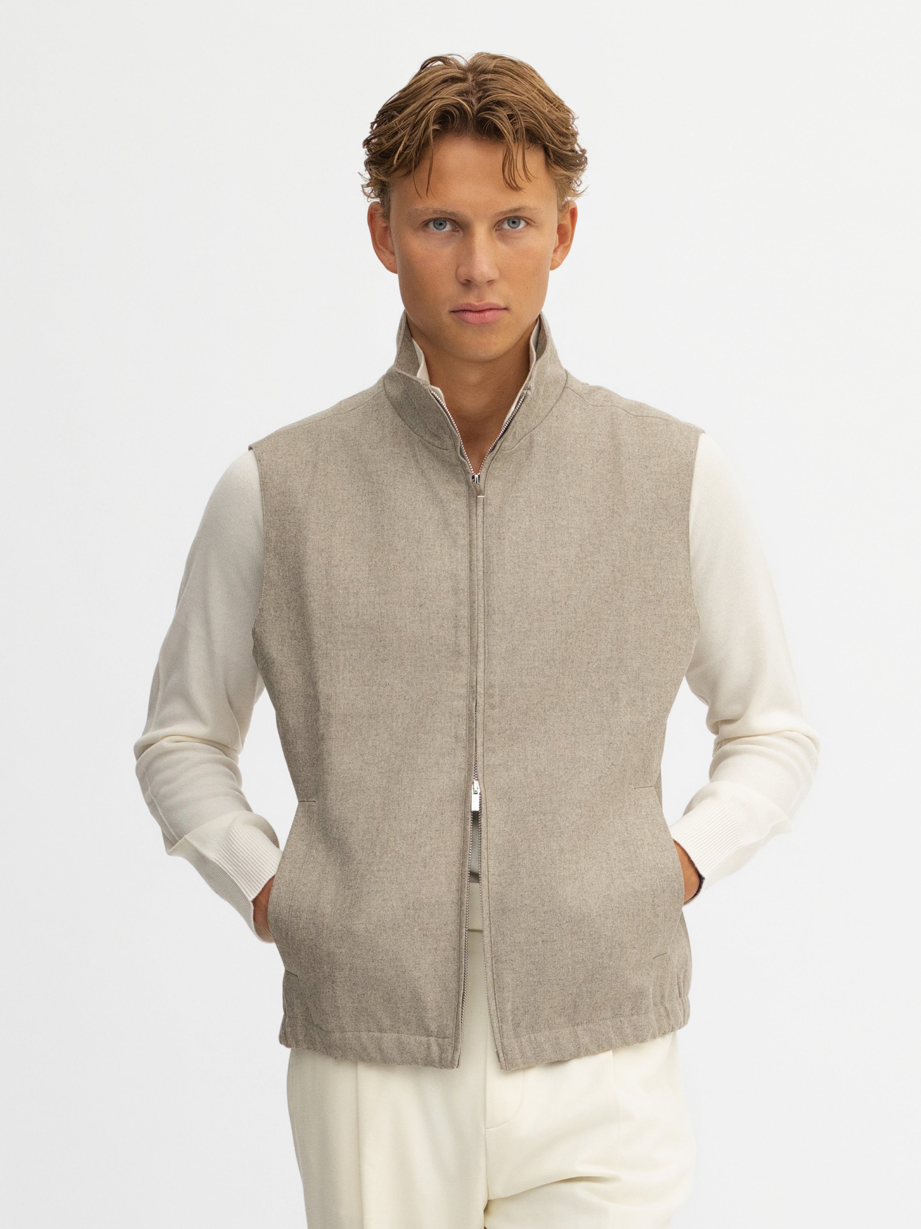 Taupe Flannel Vest - Grand Le Mar