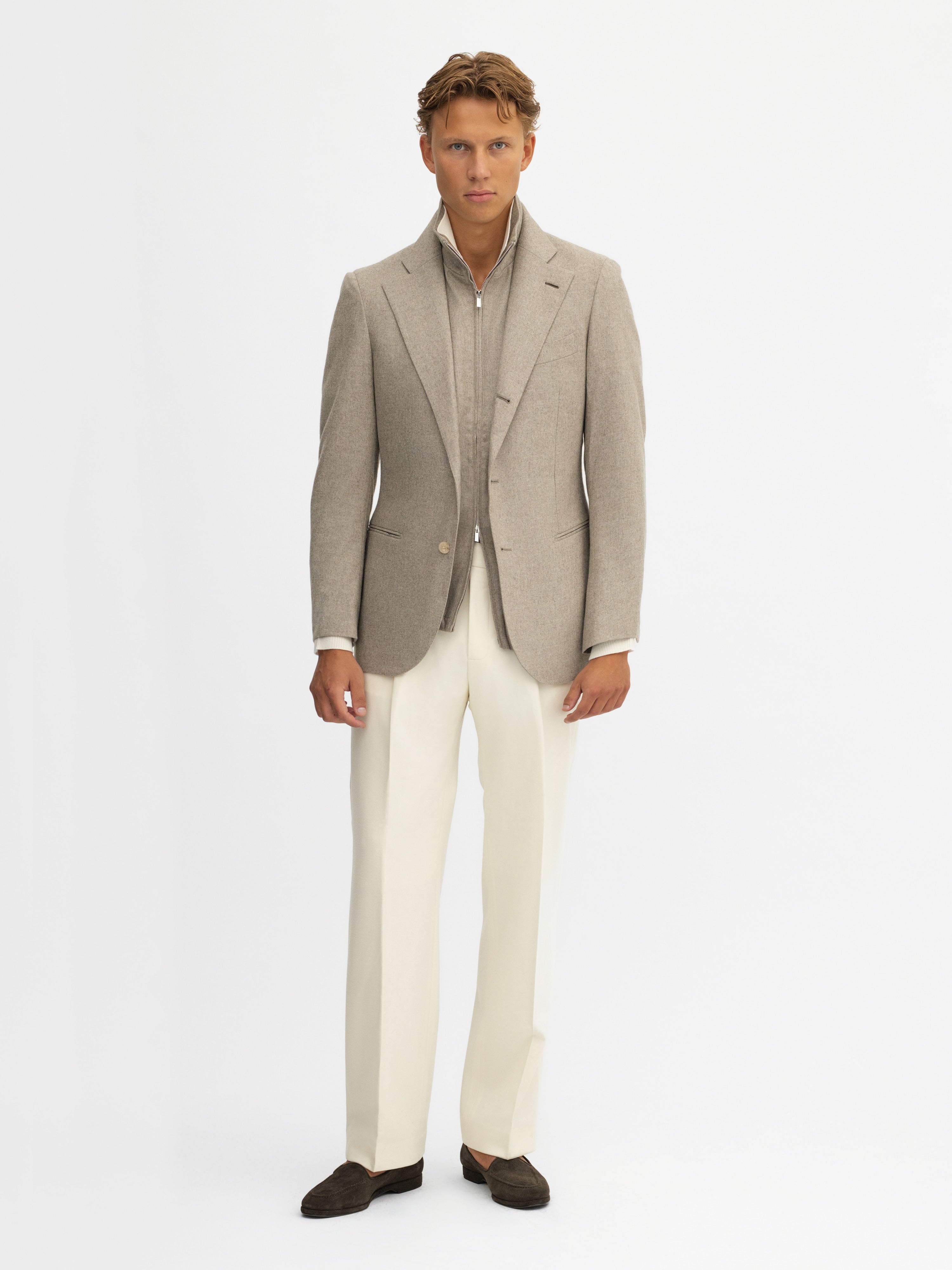 Taupe Wool Flannel Jacket - Grand Le Mar