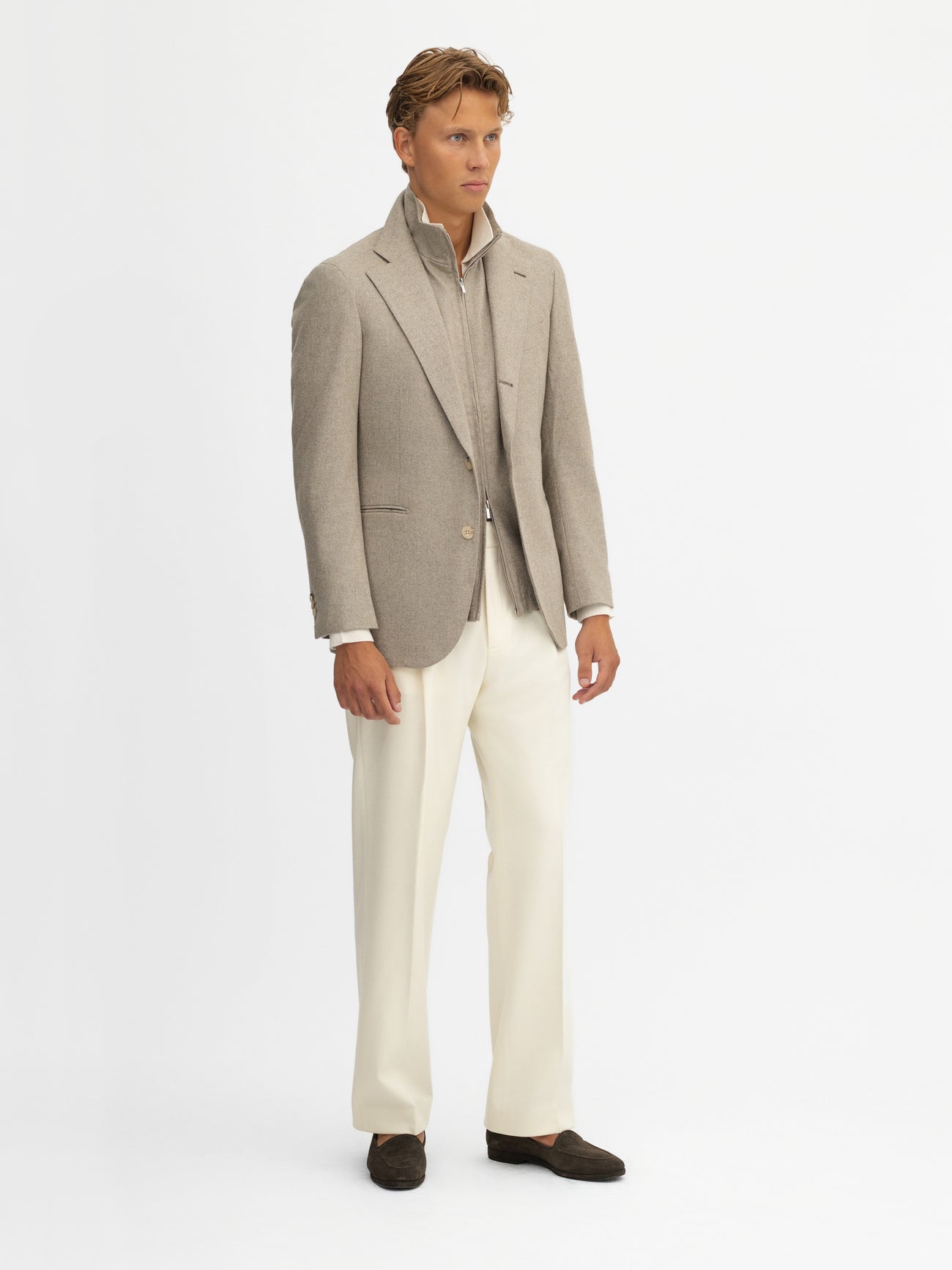 Taupe Wool Flannel Jacket - Grand Le Mar