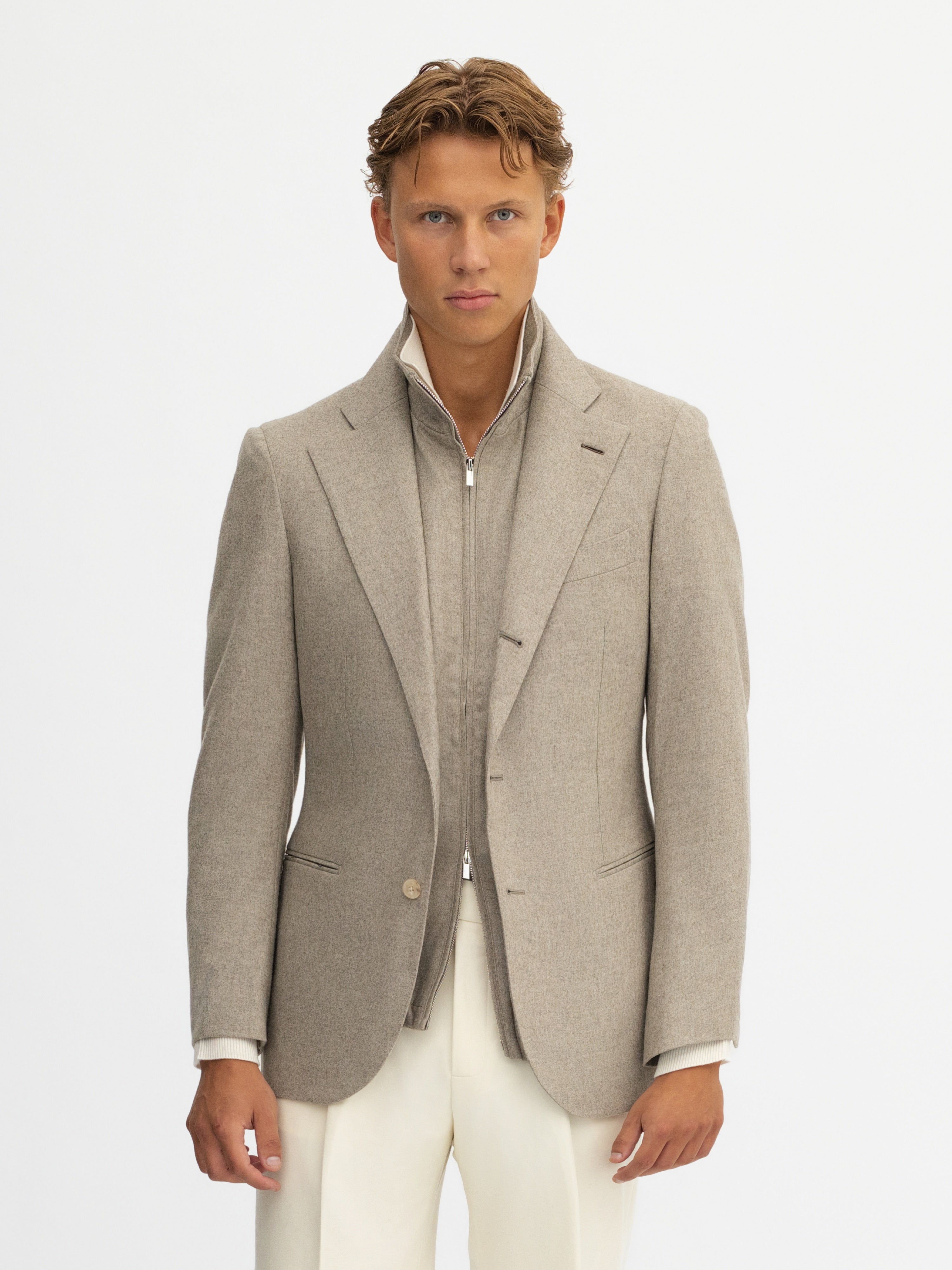 Taupe Wool Flannel Jacket - Grand Le Mar