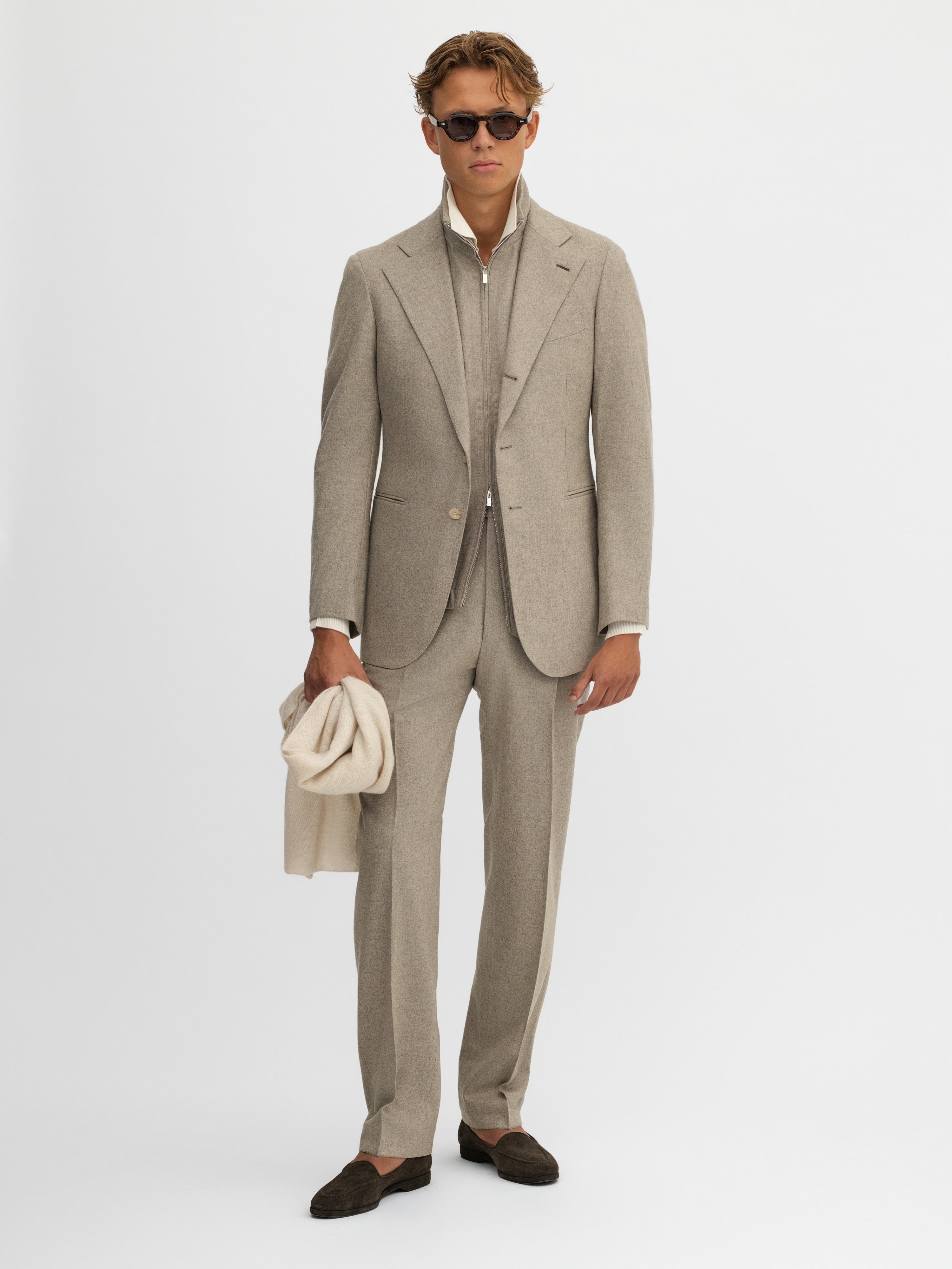 Taupe Flannel Wool Suit - Grand Le Mar