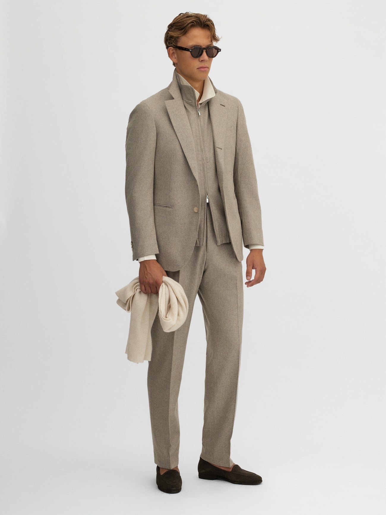 Taupe Flannel Wool Suit - Grand Le Mar