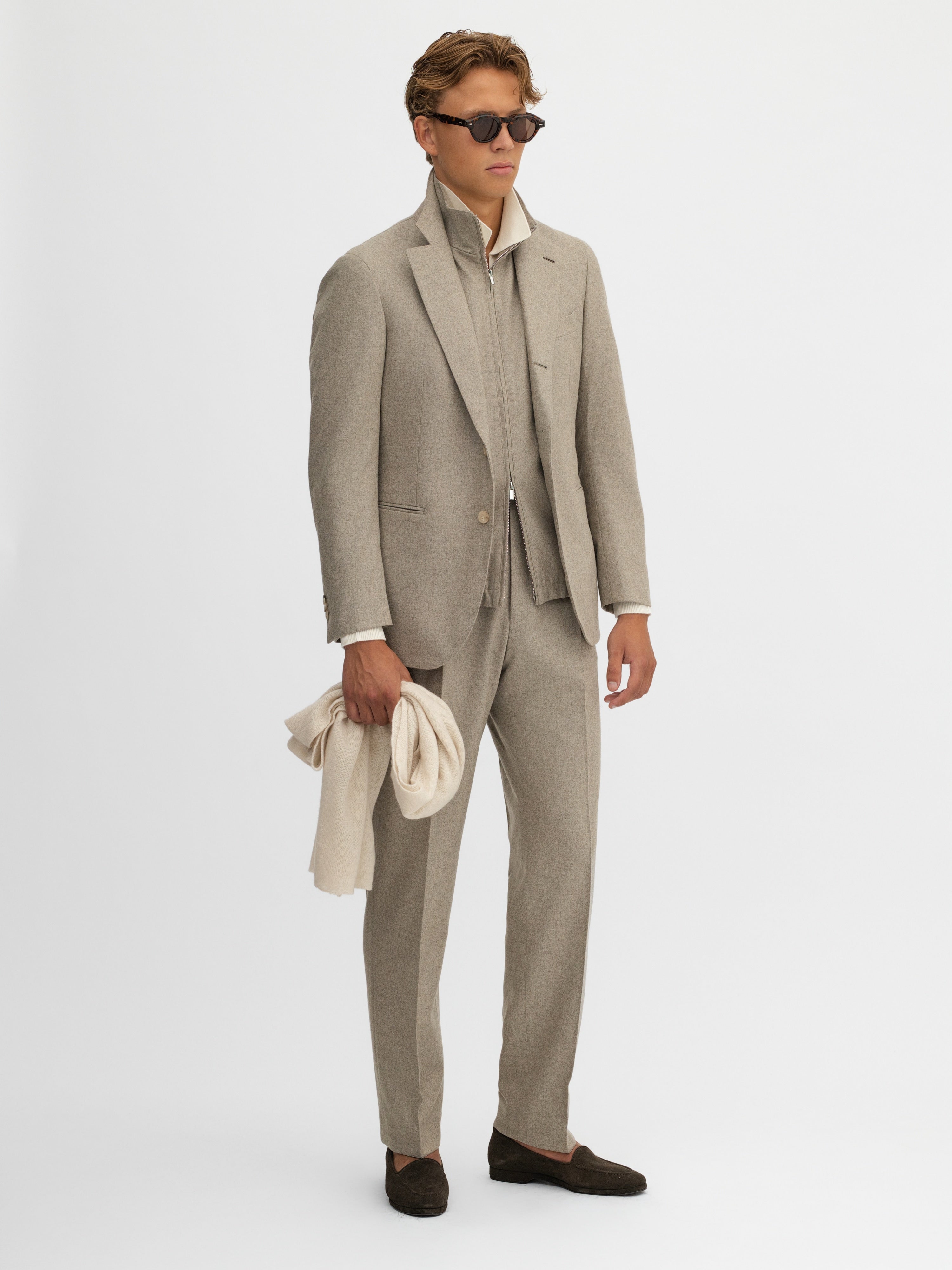 Taupe Flannel Wool Suit - Grand Le Mar