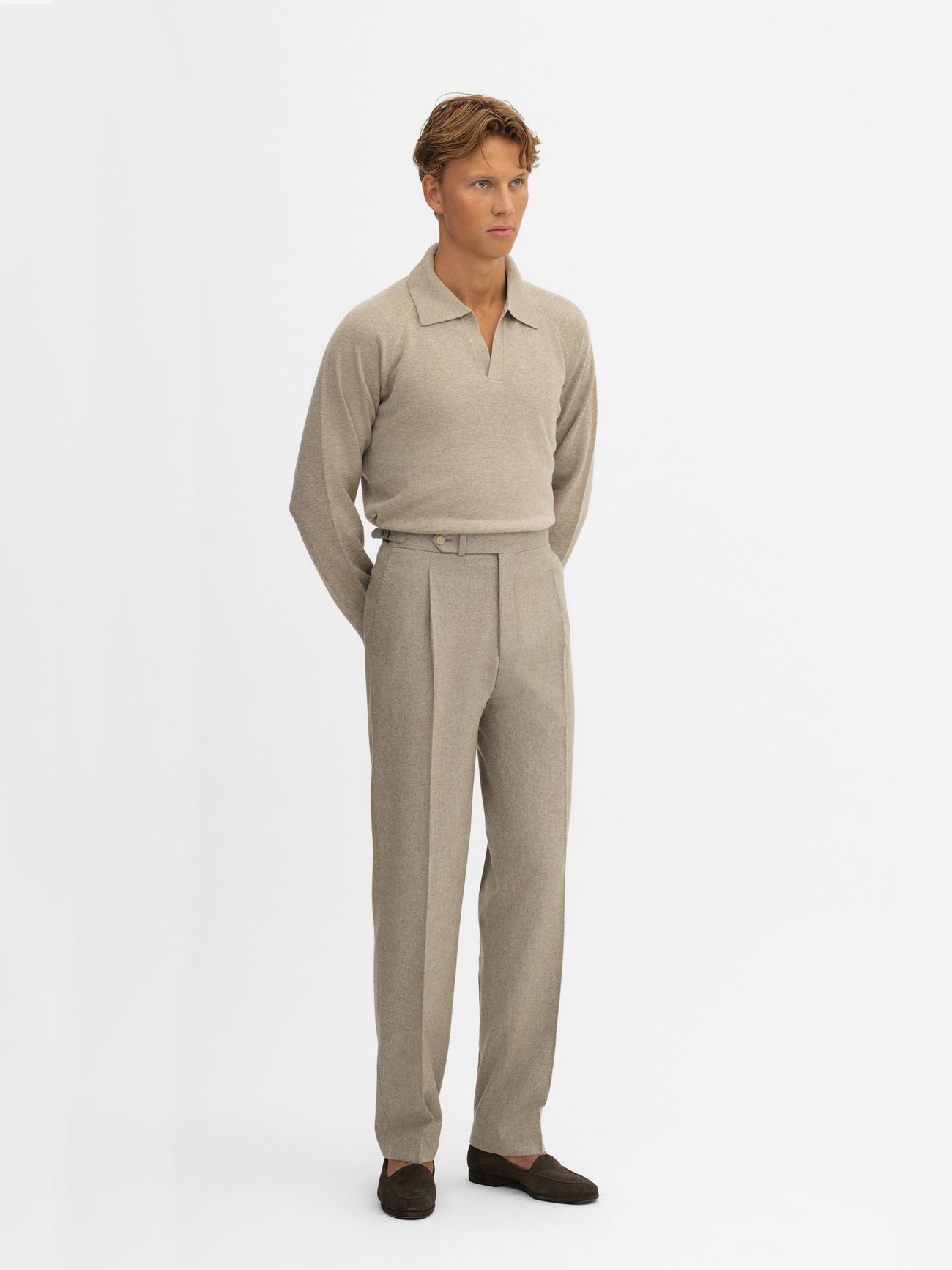 Taupe Flannel Wool Suit - Grand Le Mar