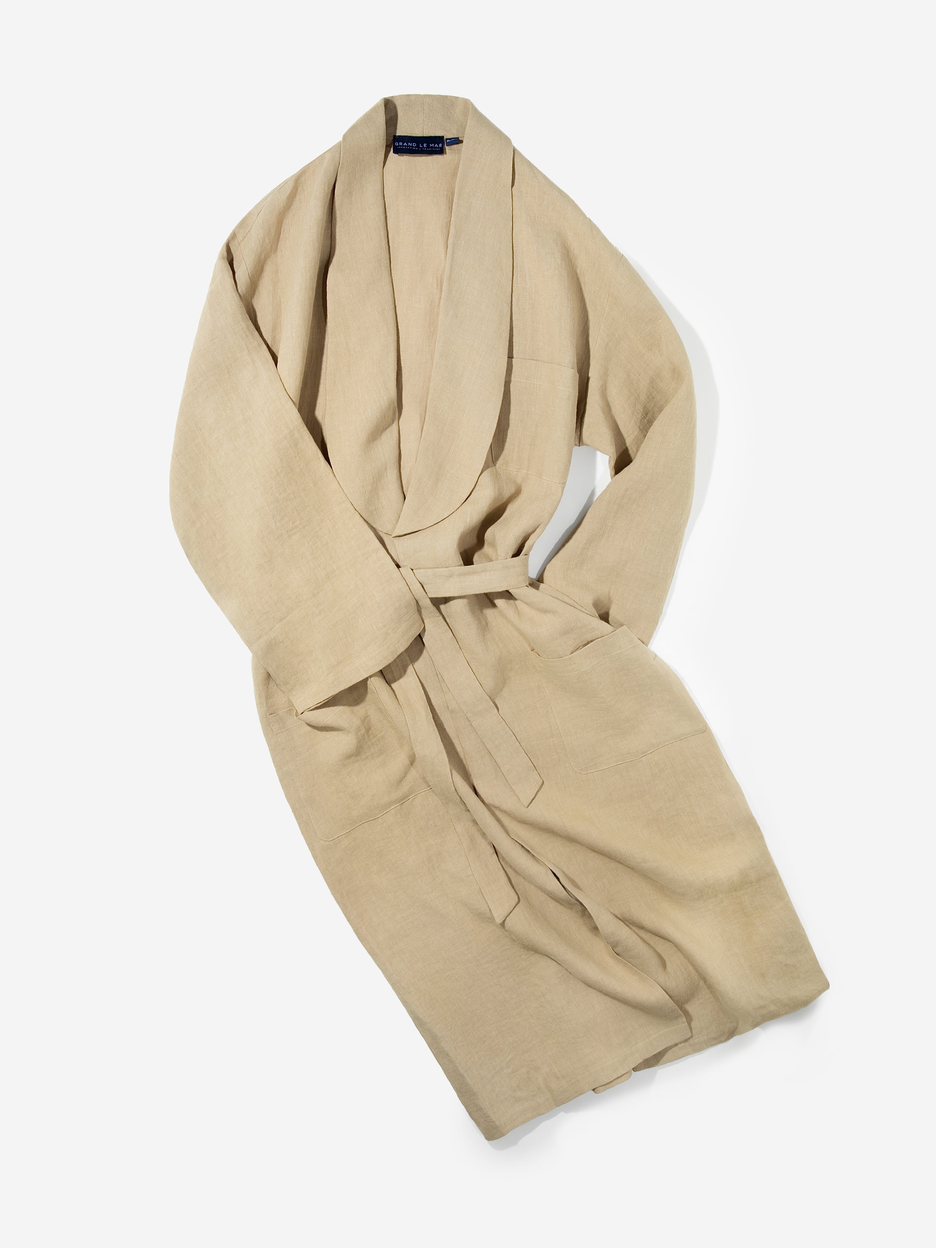 Taupe Linen Robe - Grand Le Mar
