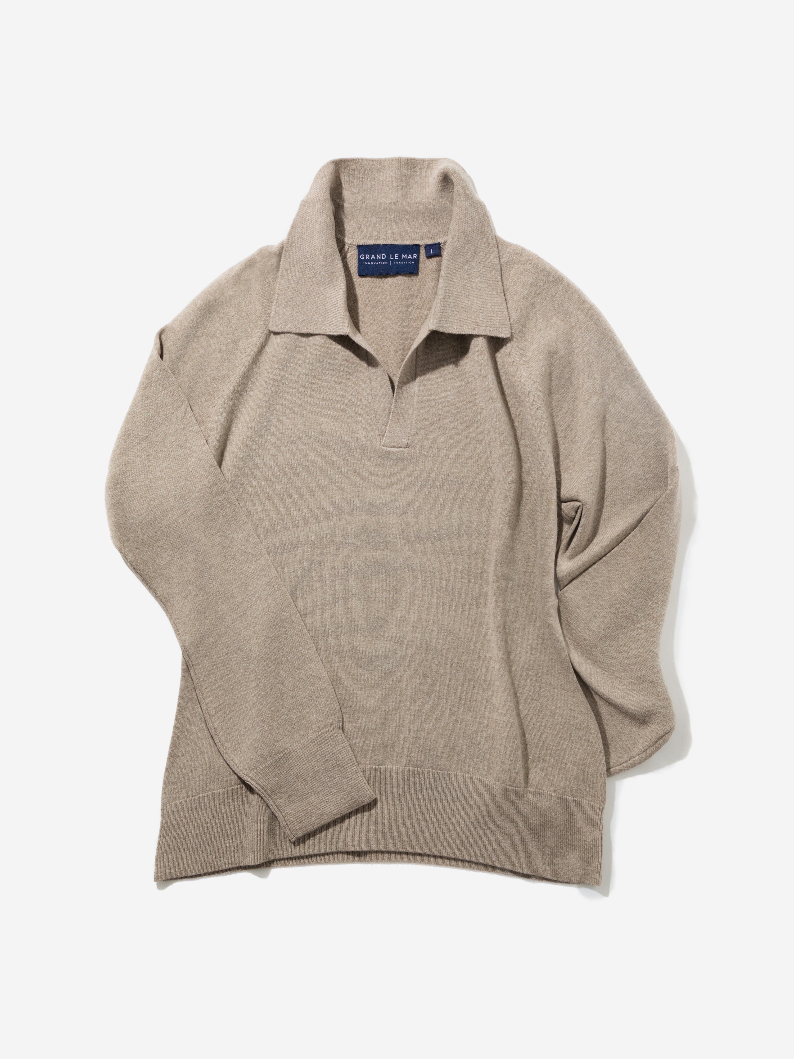 Taupe Merino Wool Cashmere Polo