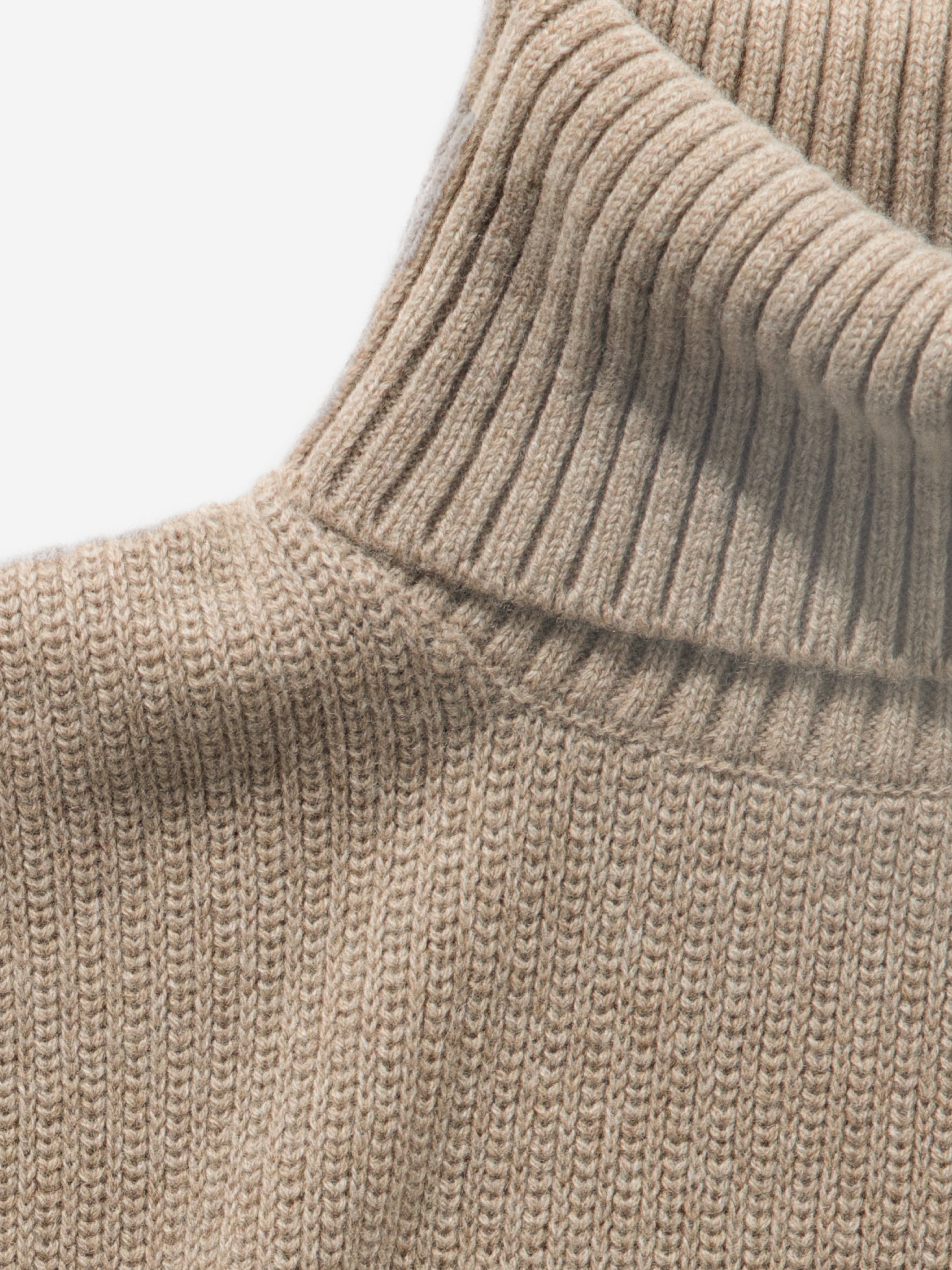 Taupe Merino Wool Cashmere Turtleneck - Grand Le Mar