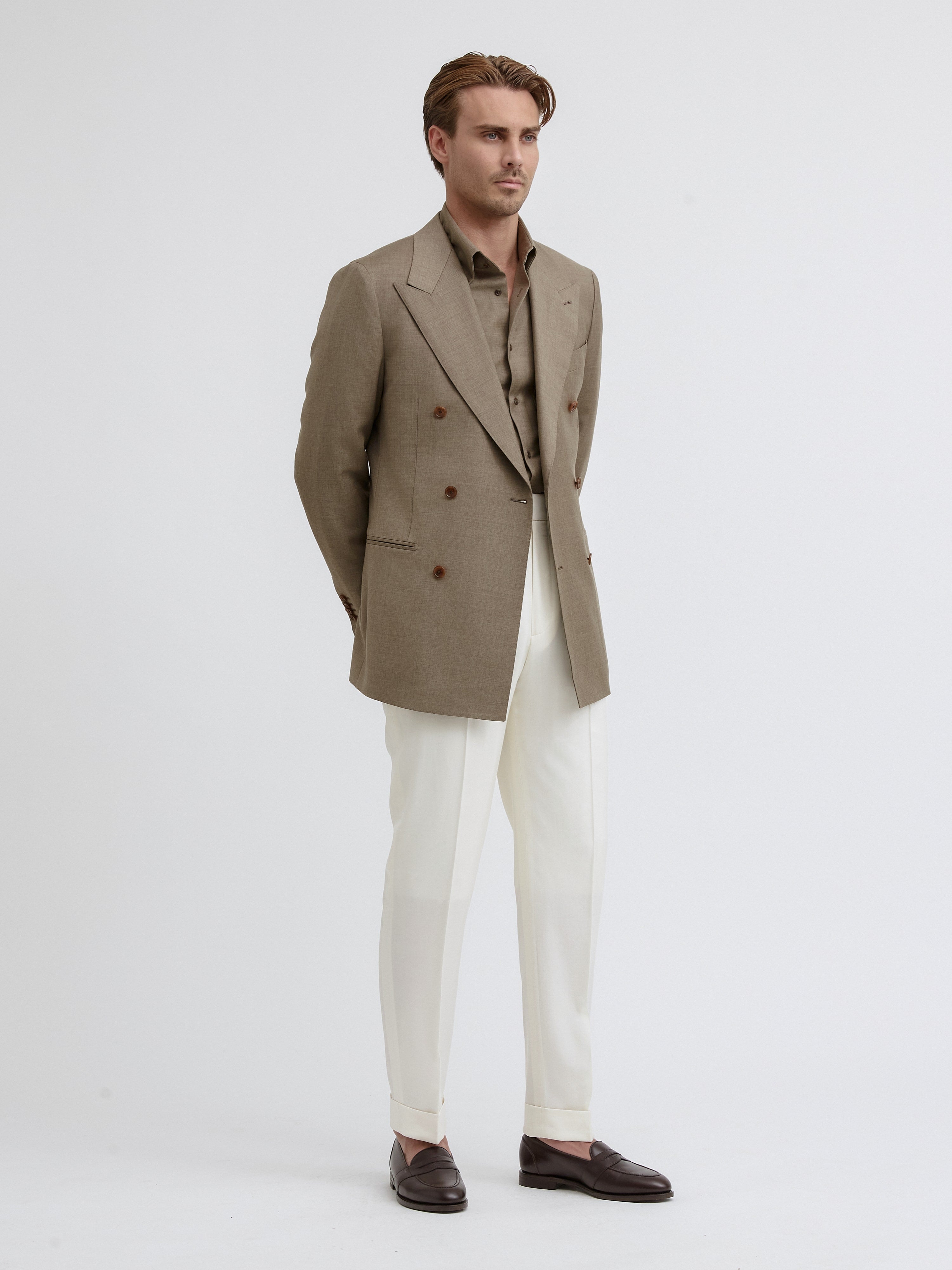 Taupe S130 Wool Jacket - Grand Le Mar