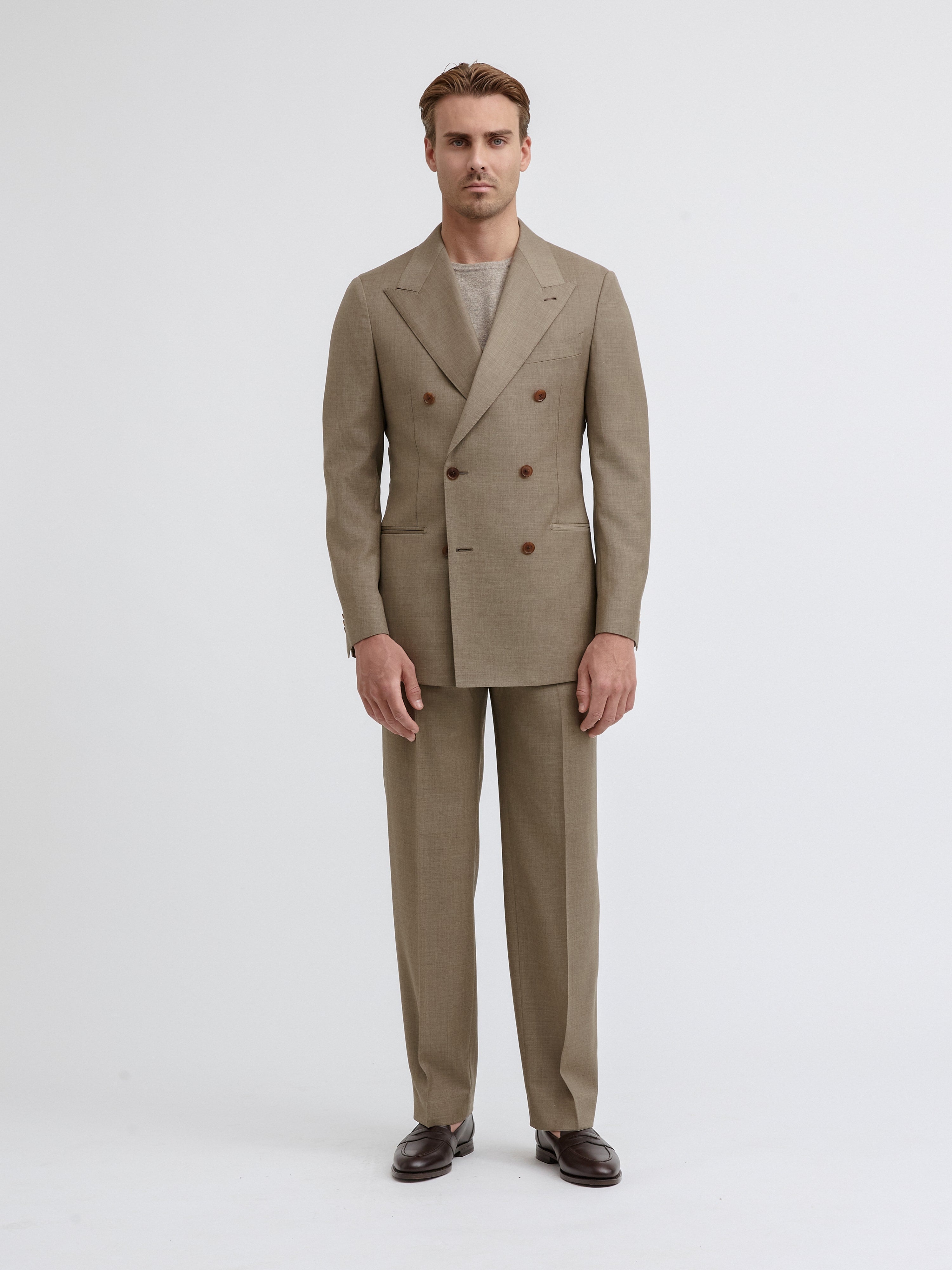 Taupe S130 Wool Suit - Grand Le Mar