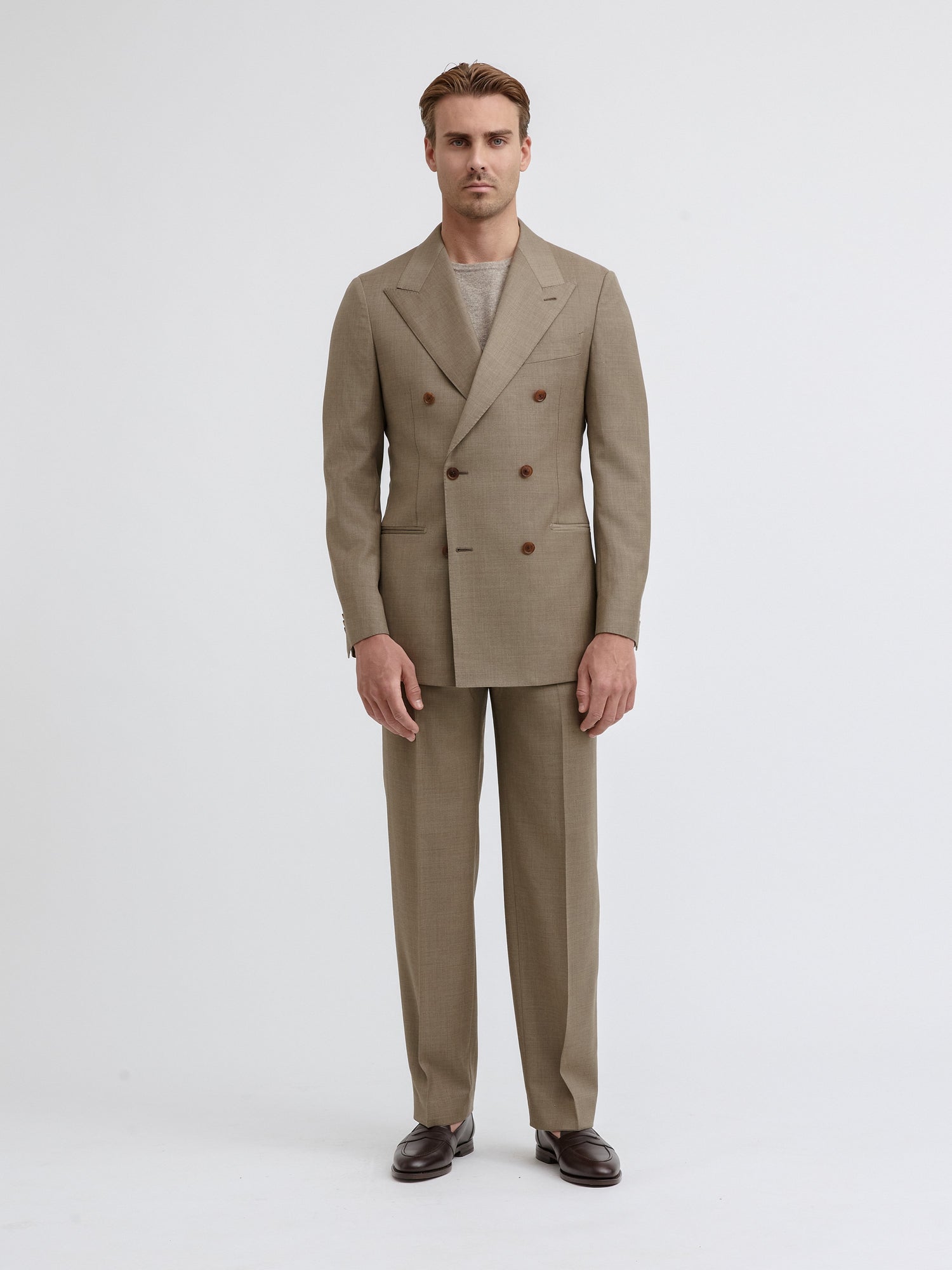 Taupe S130 Wool Suit - Grand Le Mar