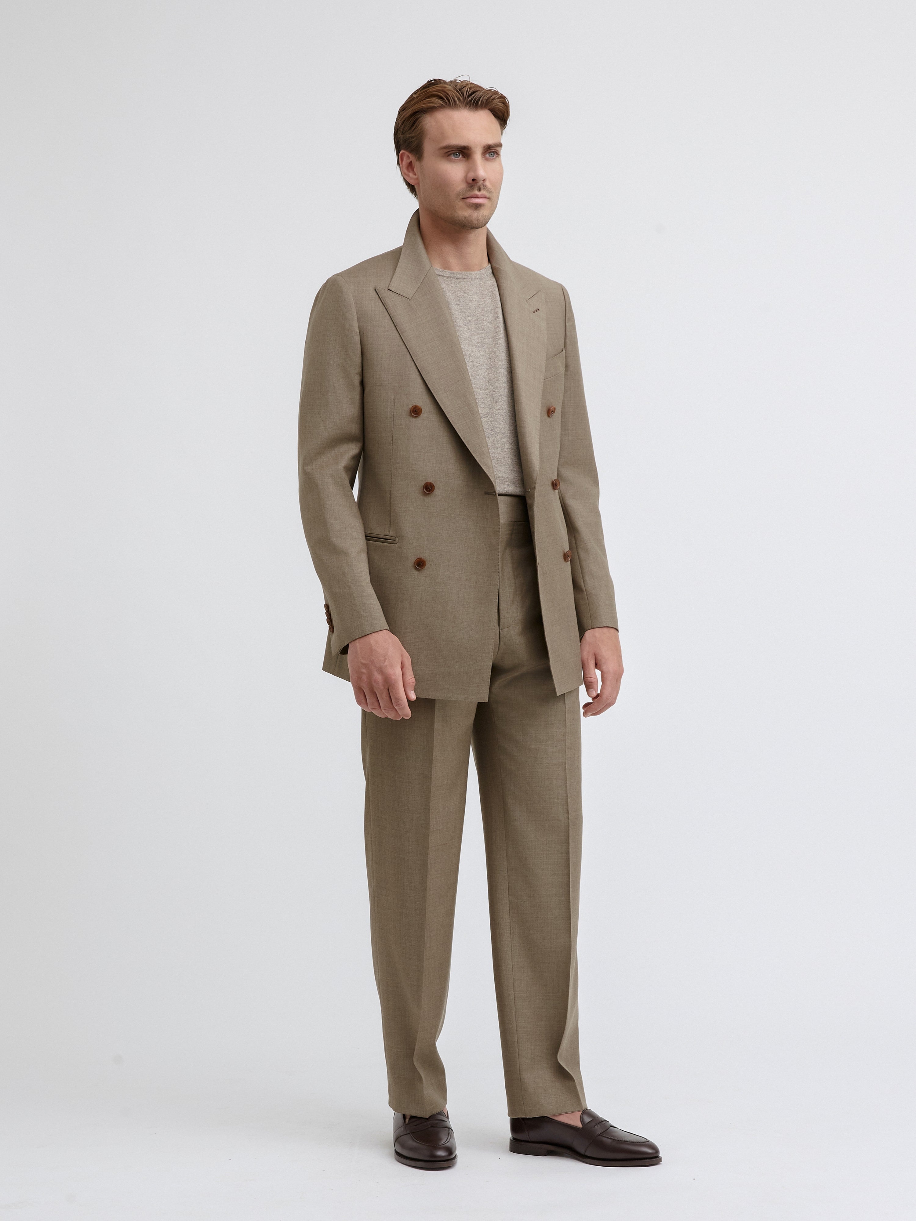 Taupe S130 Wool Suit - Grand Le Mar