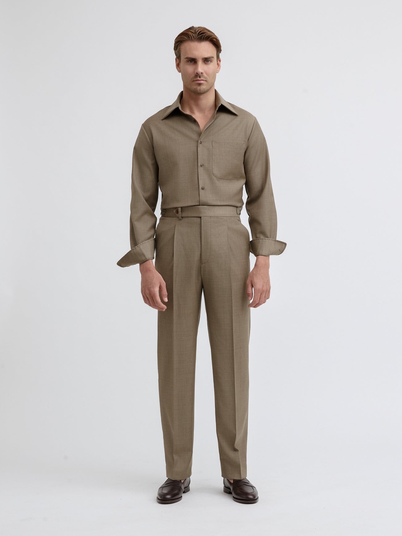 Taupe S130 Wool Suit - Grand Le Mar