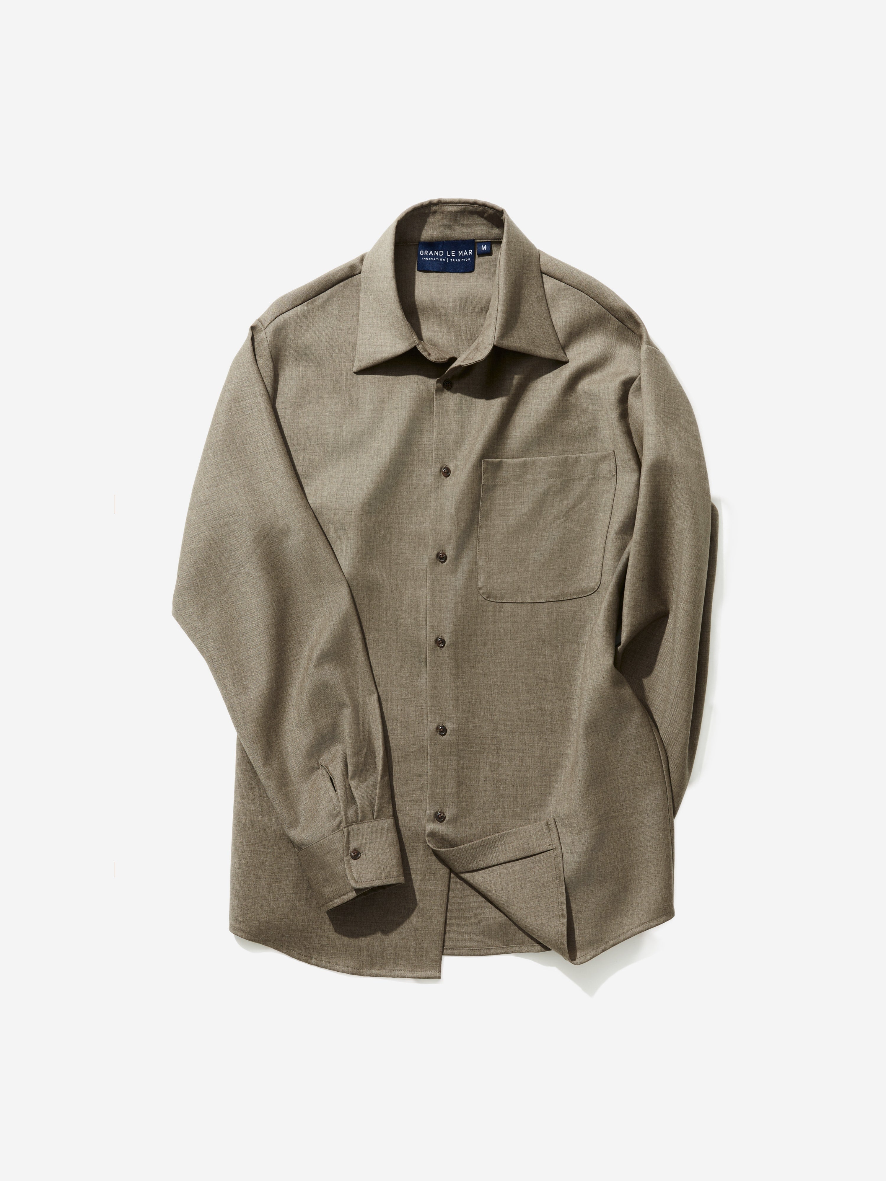 Taupe S130 Wool Shirt - Grand Le Mar