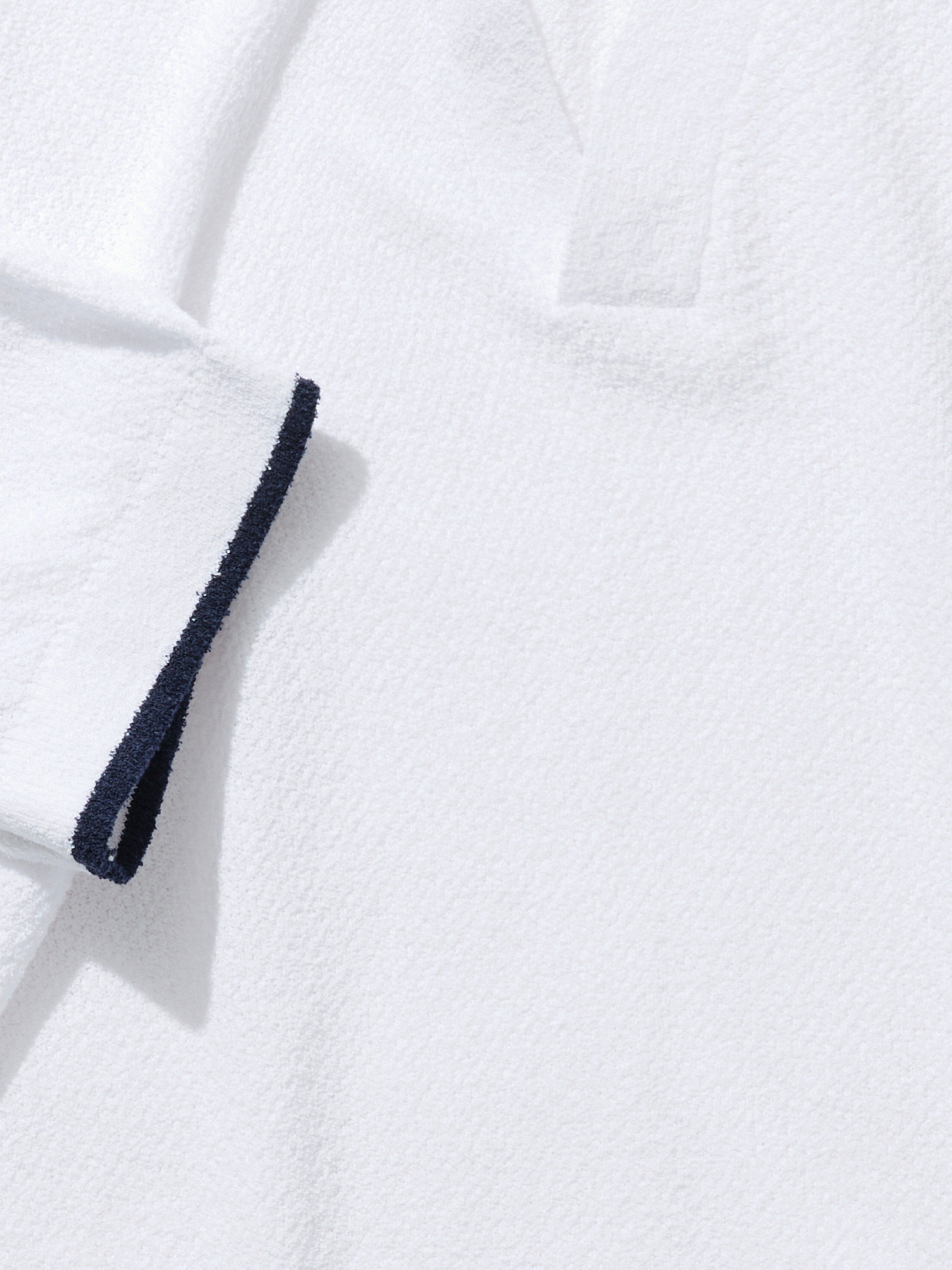 White Bouclé Piped Polo - Grand Le Mar