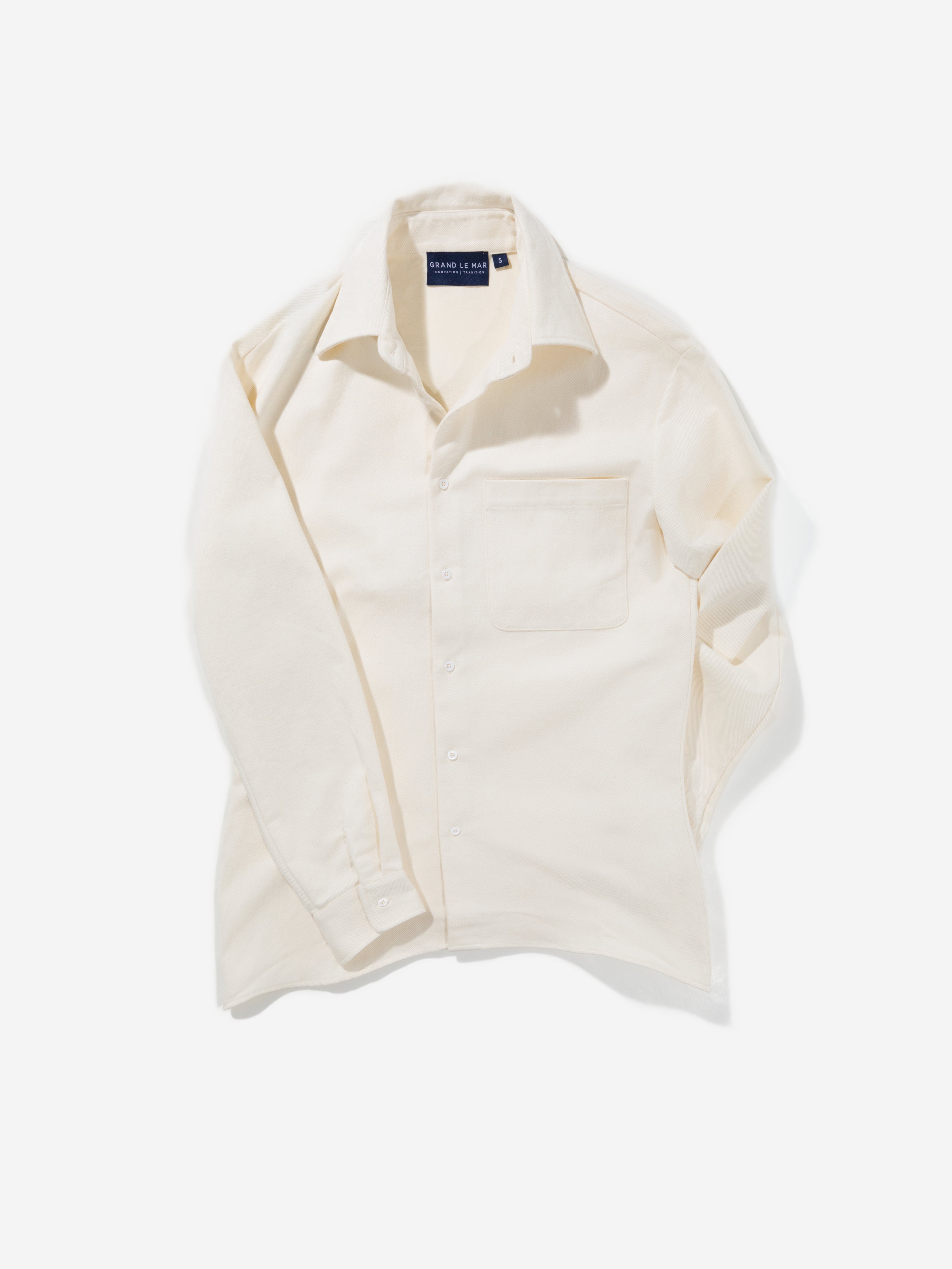 White Brushed Cotton Shirt - Grand Le Mar