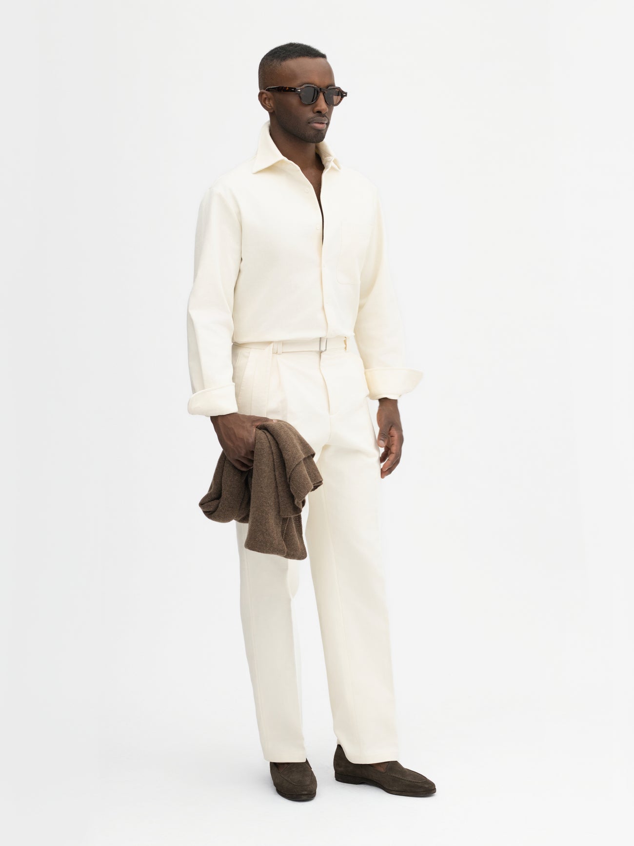 White Brushed Cotton Shirt - Grand Le Mar