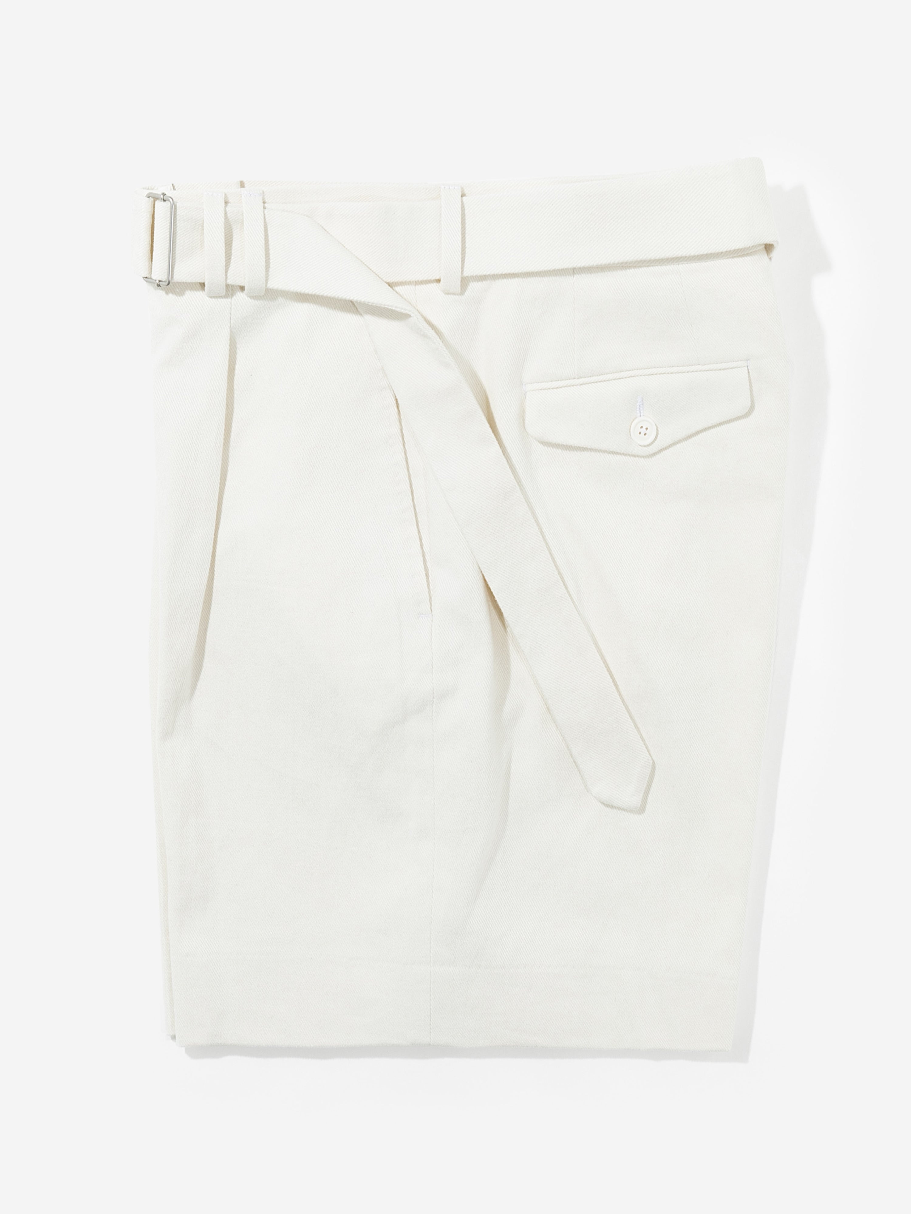 White Cotton Belted Shorts (Wide Fit)