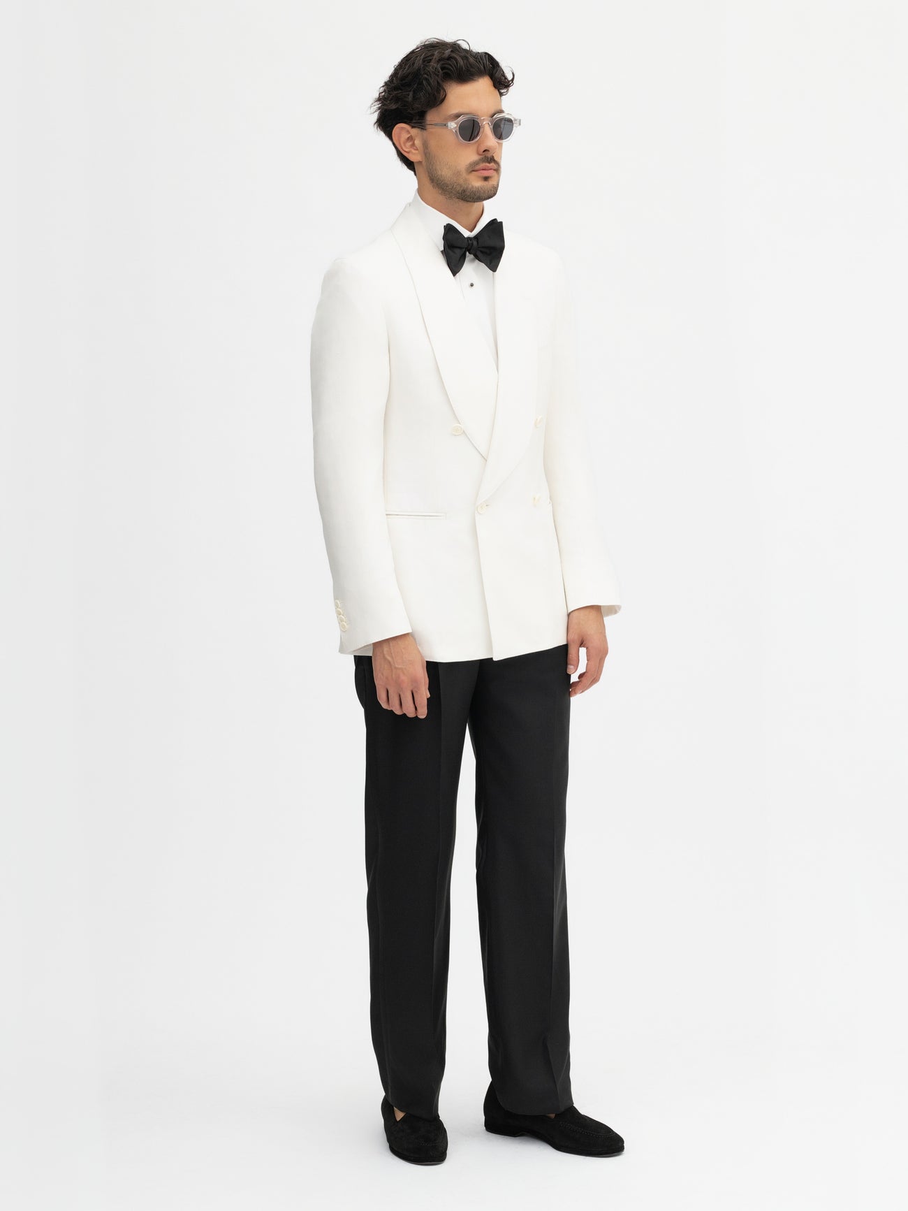 White Dupioni Silk Tuxedo Jacket - Grand Le Mar