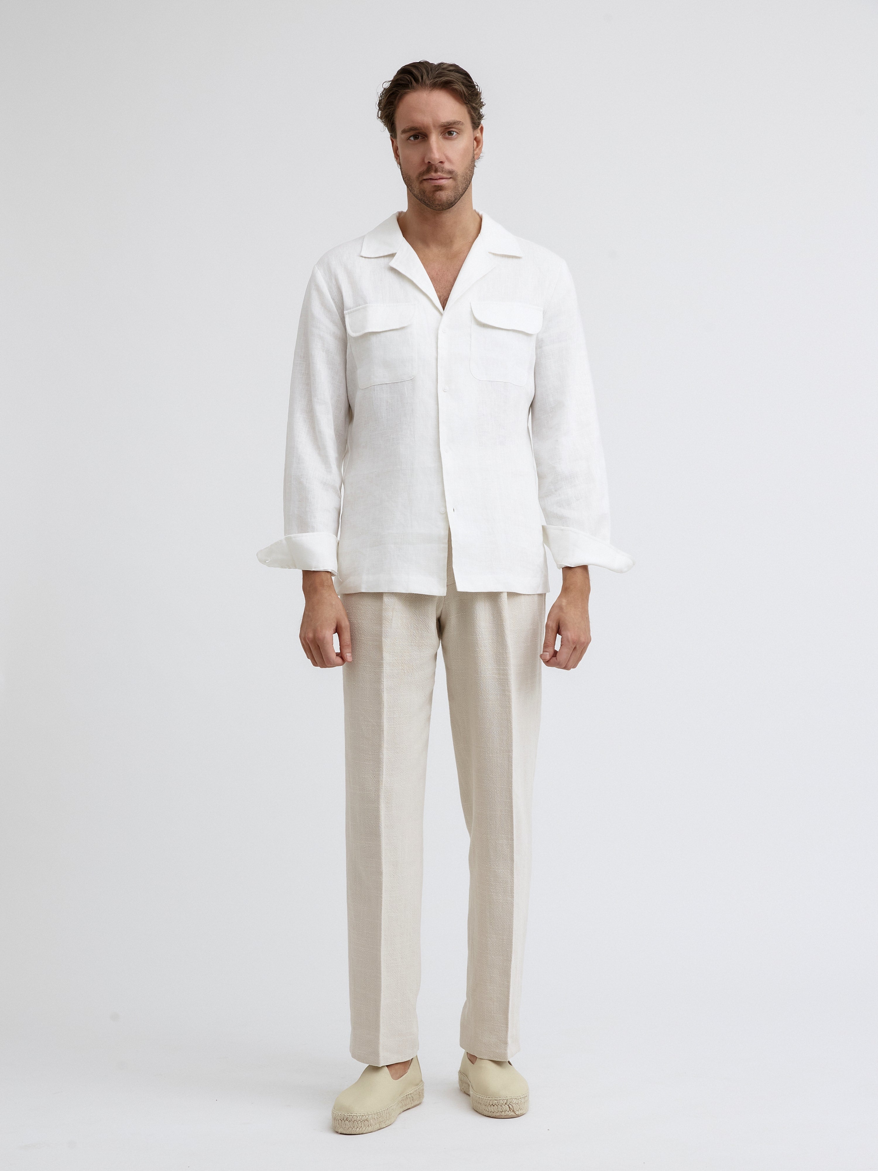 White Linen Camp Shirt - Grand Le Mar