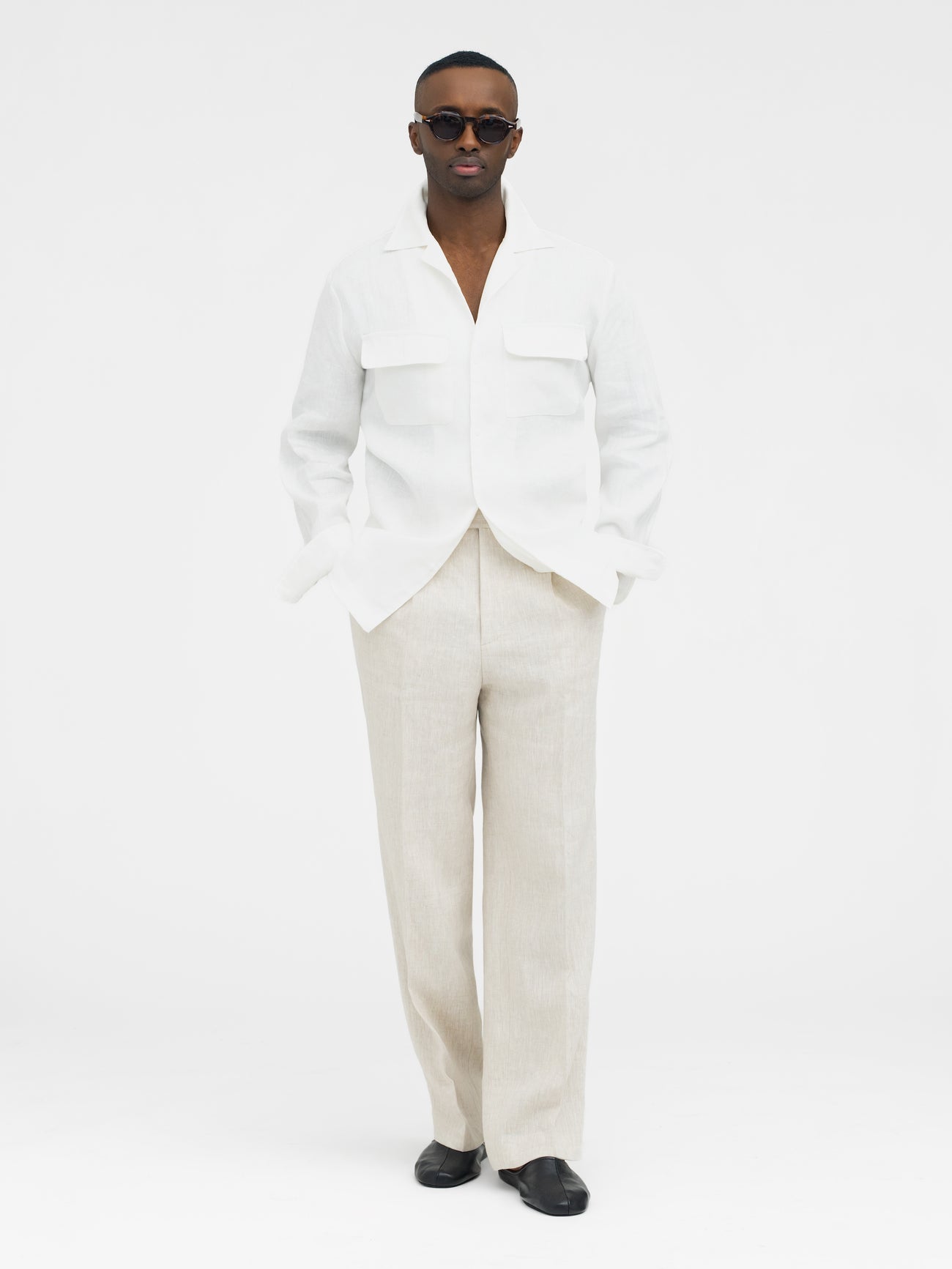 White Linen Camp Shirt