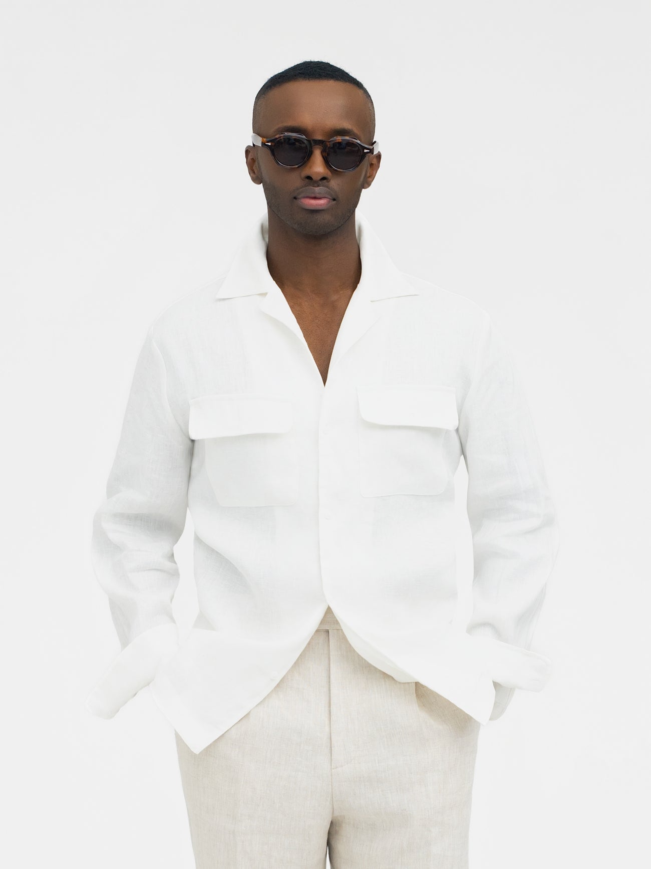 White Linen Camp Shirt