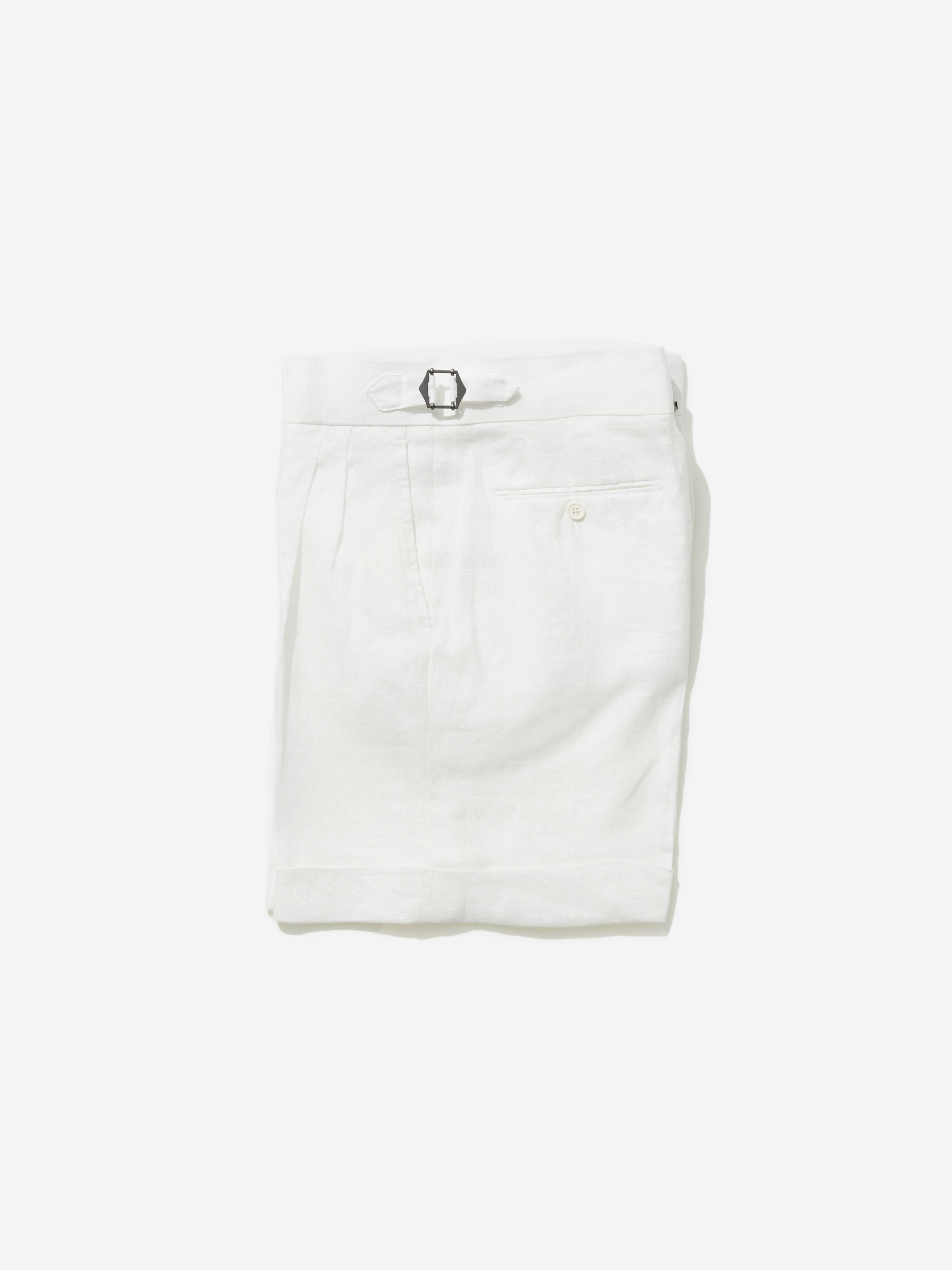 White Linen Gurkha Shorts - Grand Le Mar